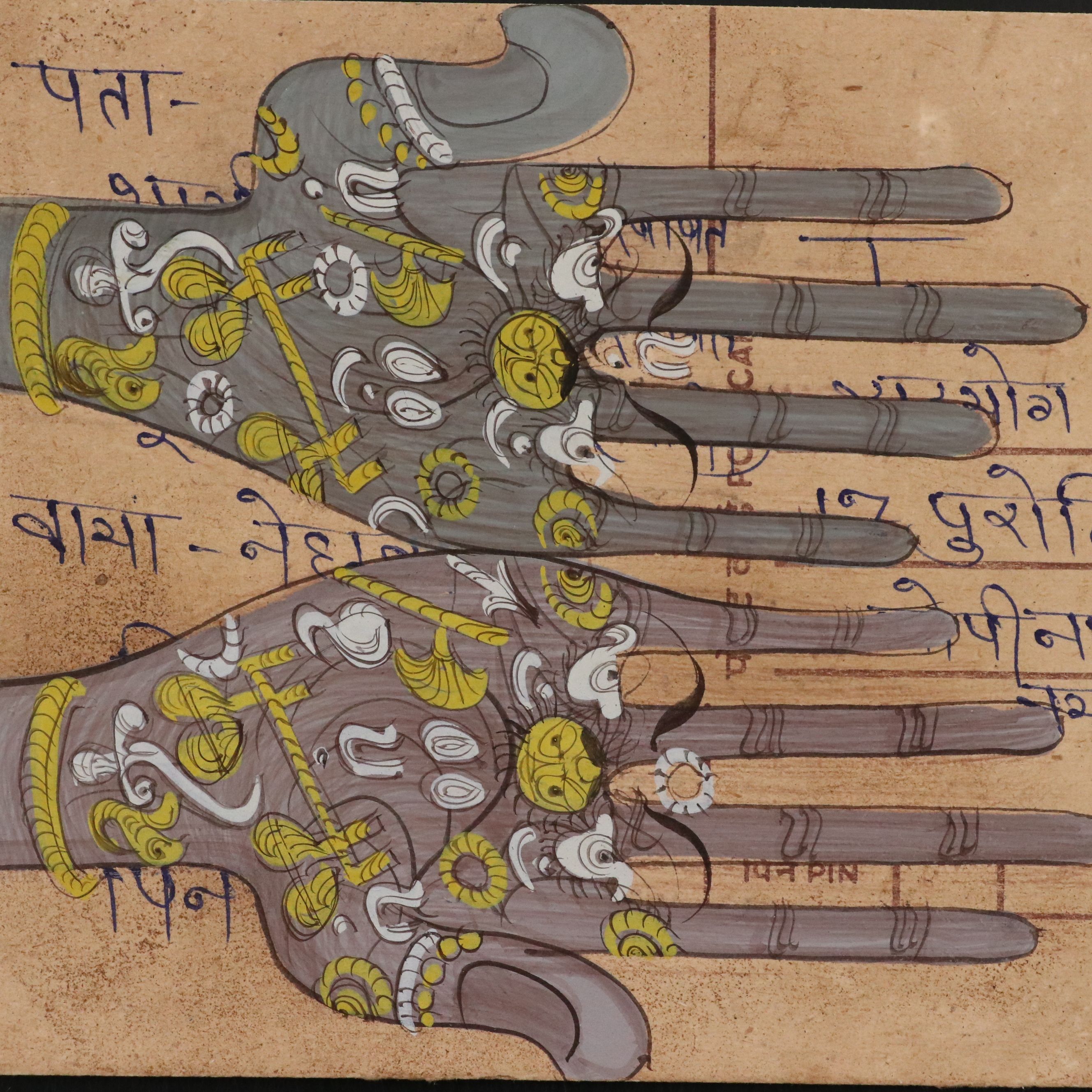 Vintage Indian Rajasthani Miniature Gouache Paintings on Postcards, Mid-20th C.