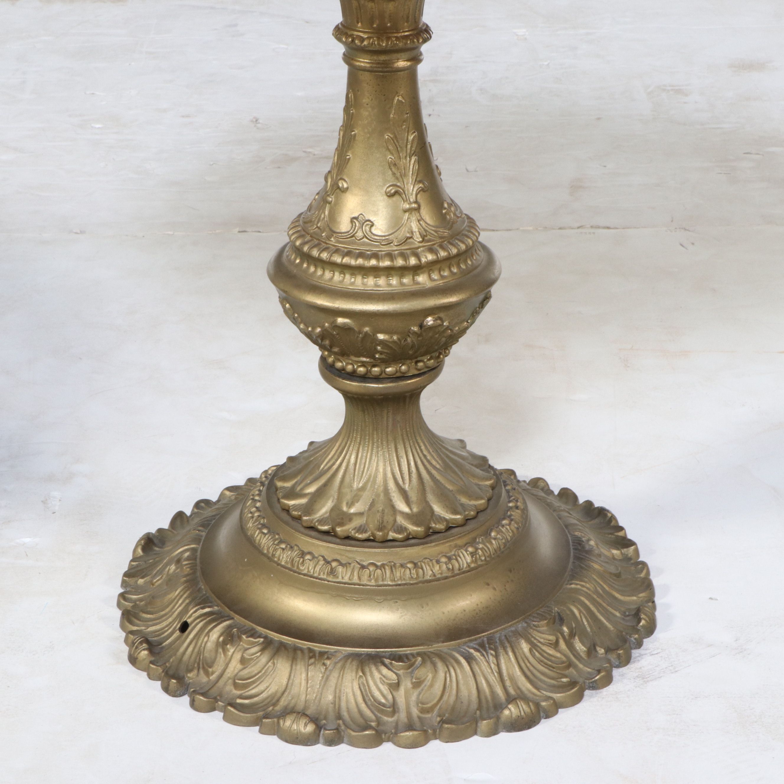 Baroque Style Brass Pedestal Accent Tables with Marble Tops