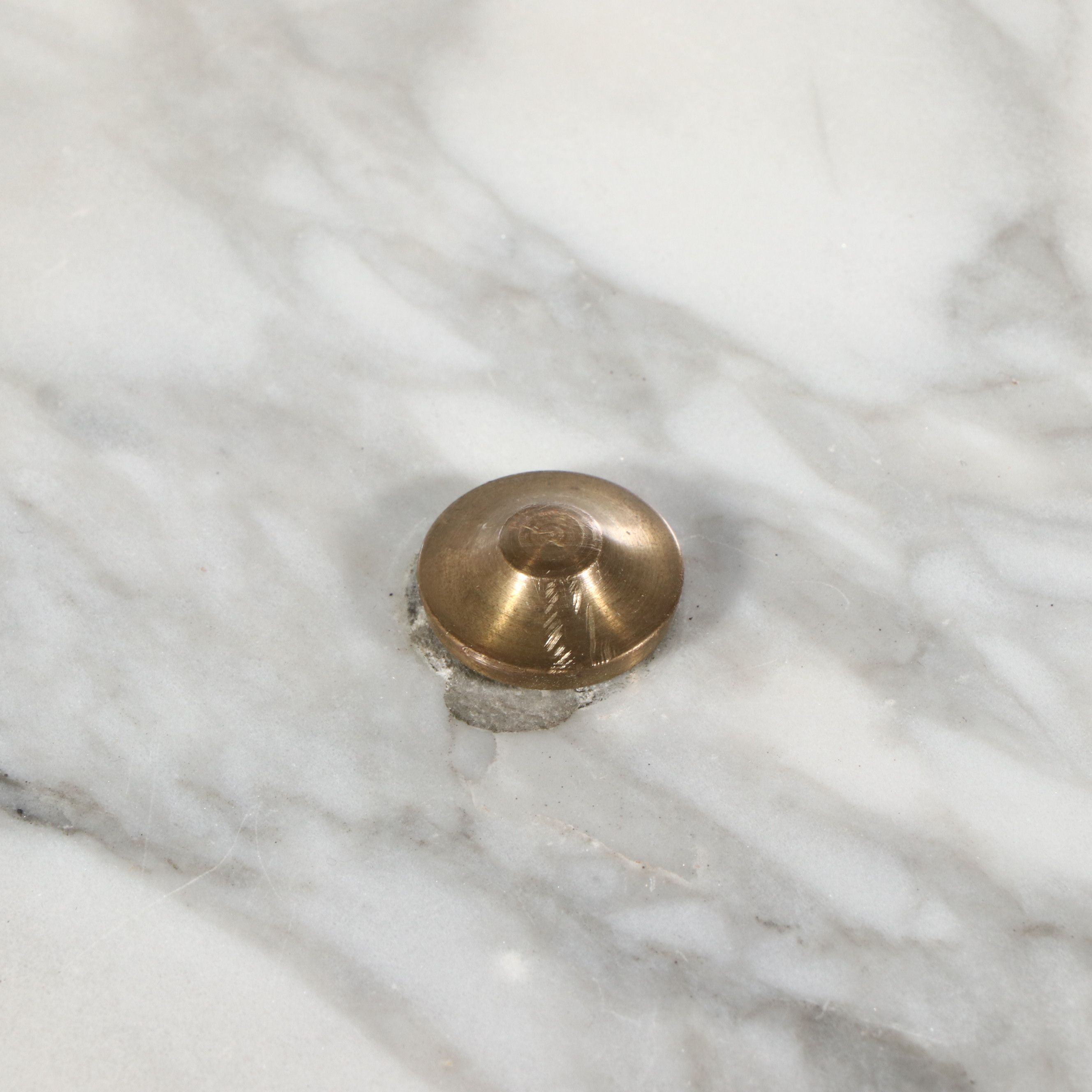 Baroque Style Brass Pedestal Accent Tables with Marble Tops