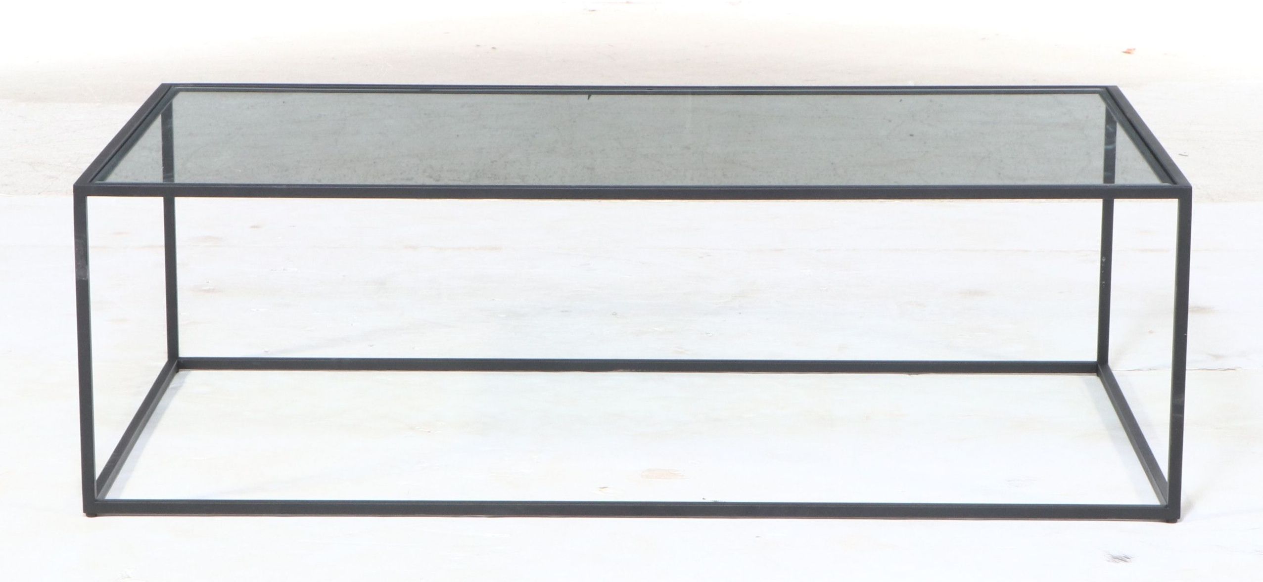 Contemporary Modernist Style Black Metal and Glass Coffee Table