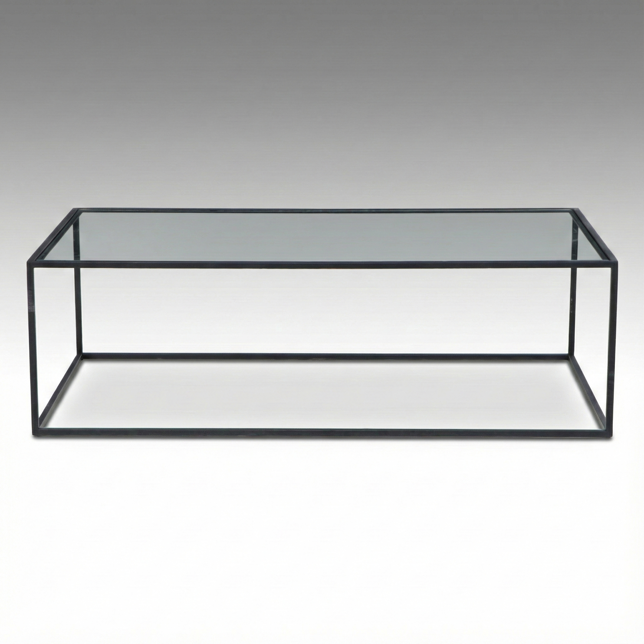 Contemporary Modernist Style Black Metal and Glass Coffee Table