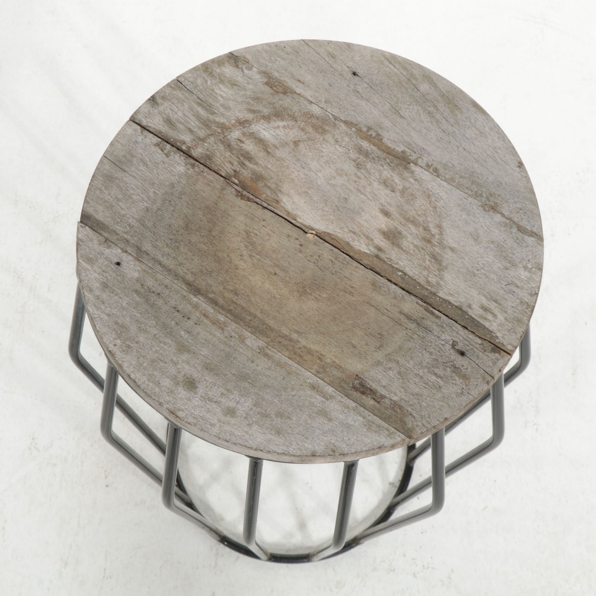 Patio Accent Table with Weathered Wood Top