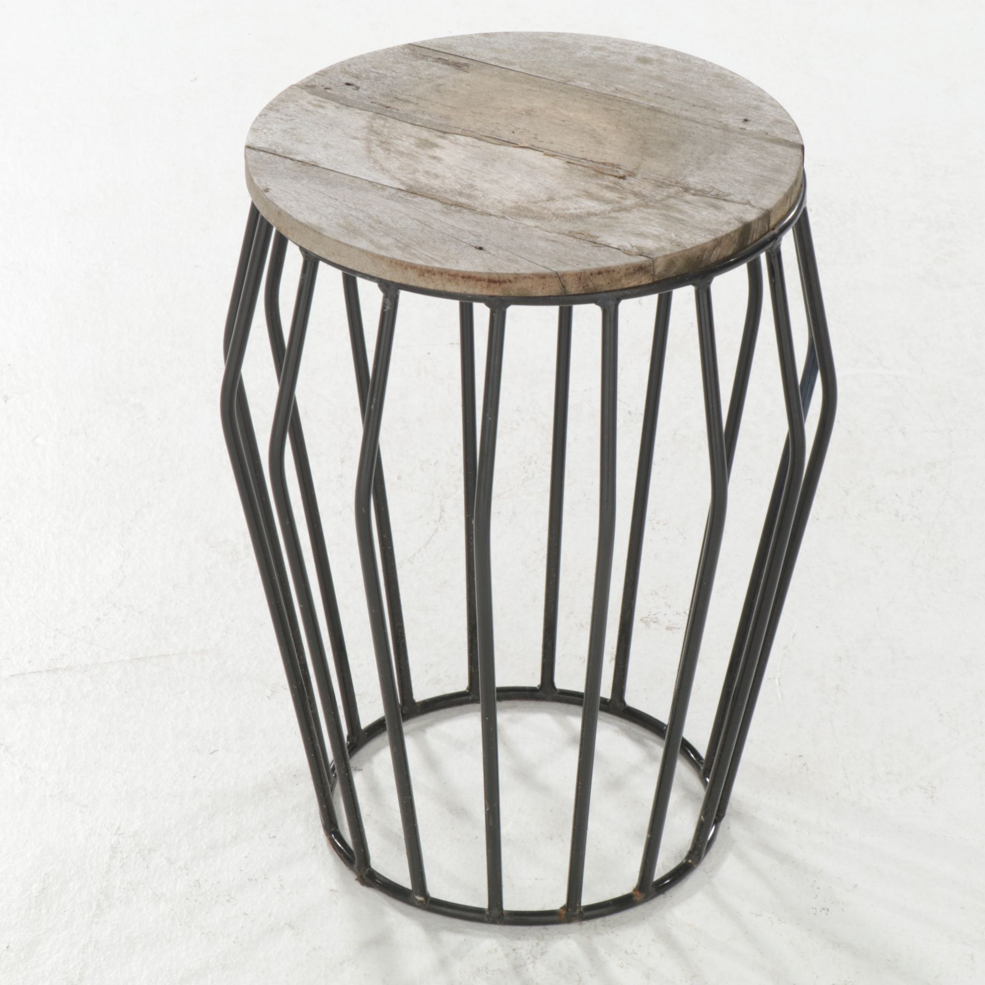Patio Accent Table with Weathered Wood Top
