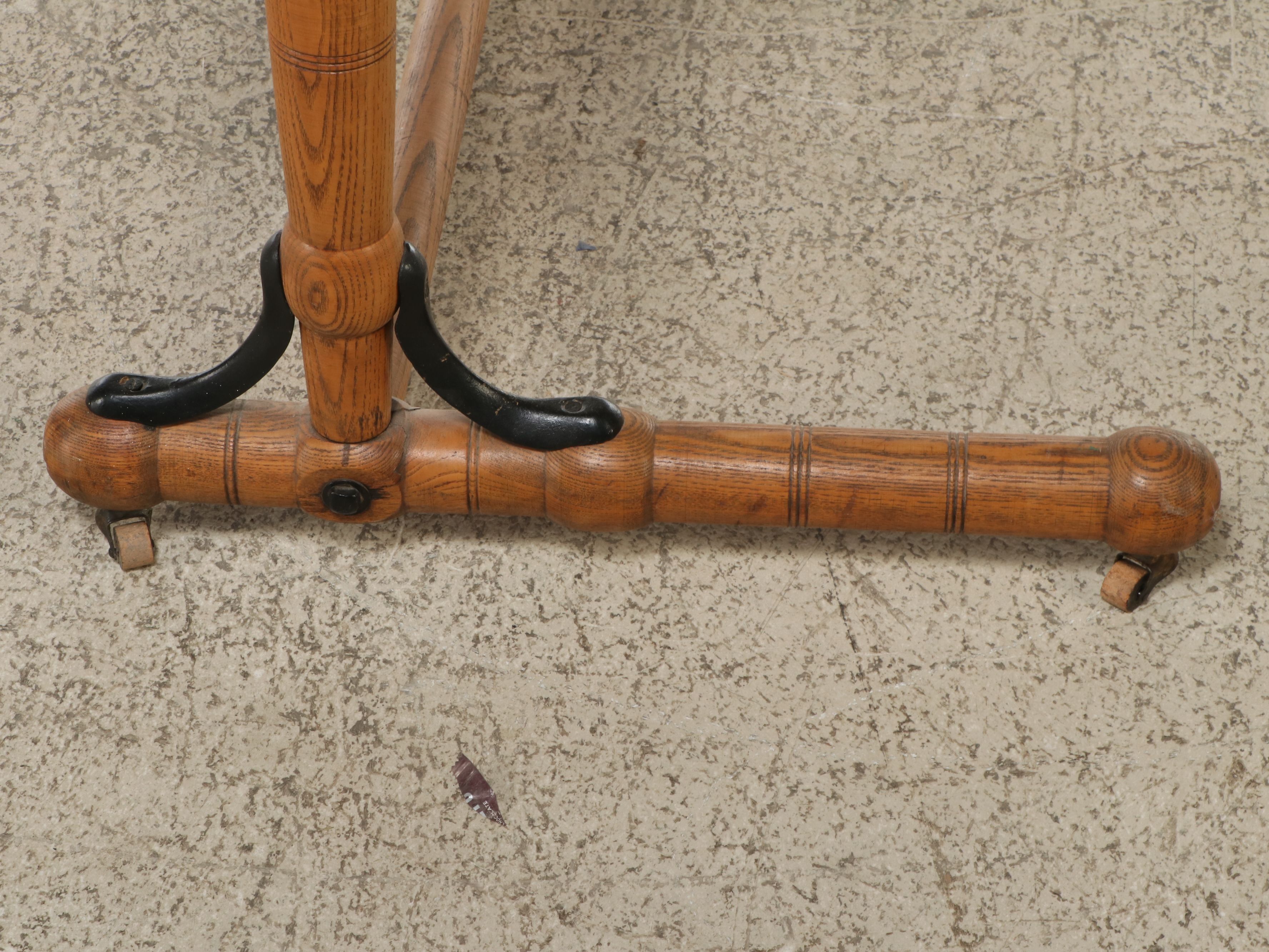Vintage Industrial Iron Framed Oak Open Baker's Rack/Table on Casters