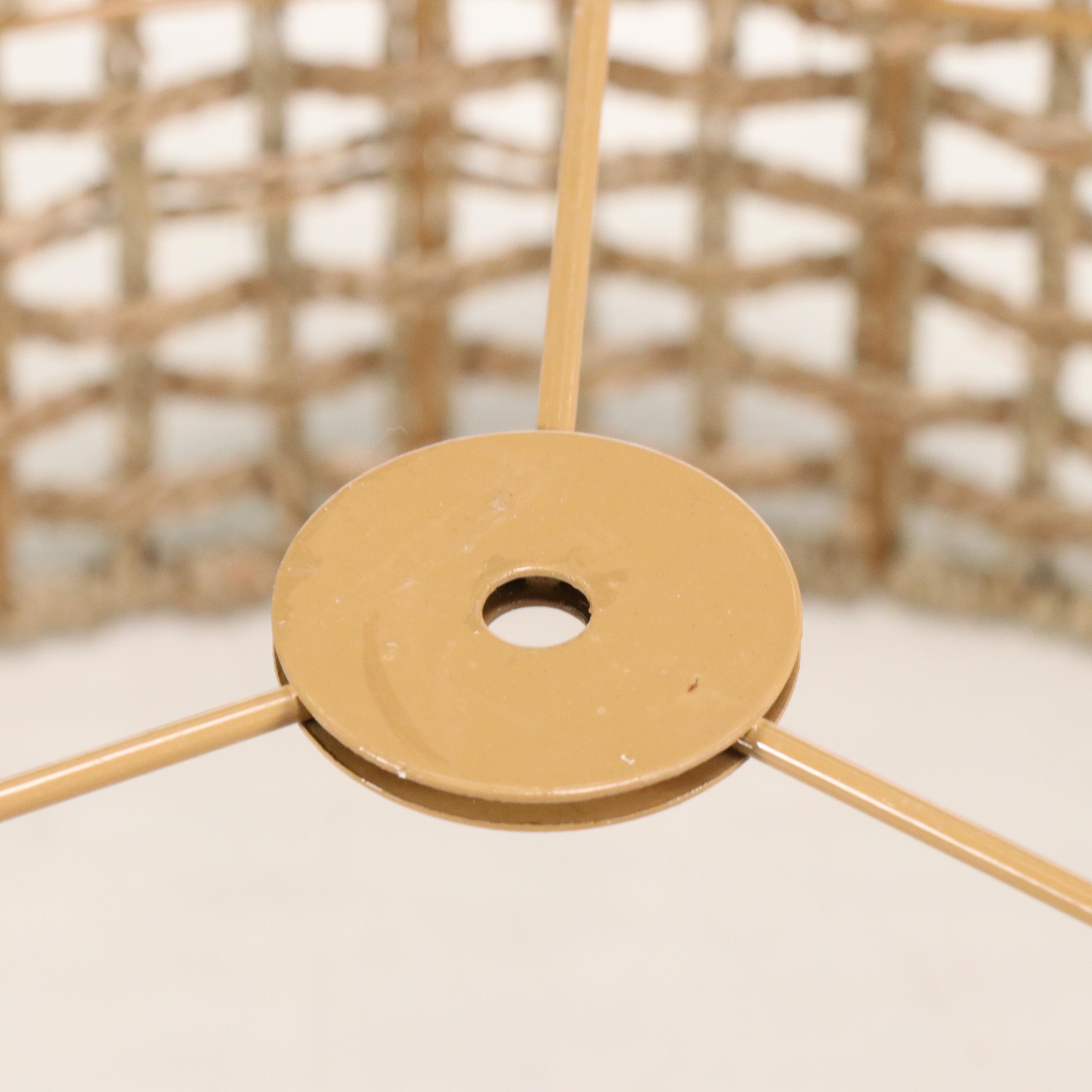 Drum Jute Wicker Five-Arm Pendant Light, 21st Century