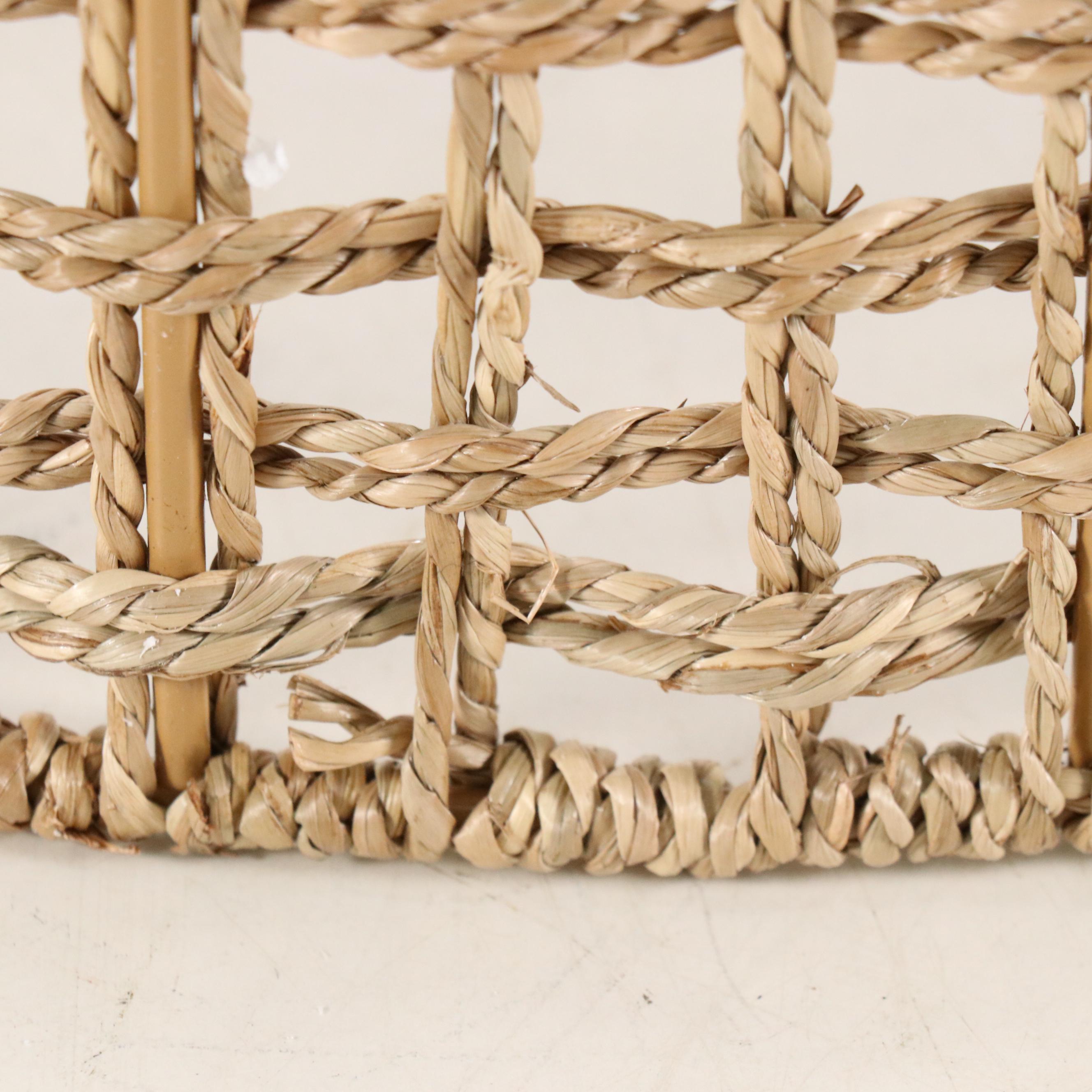 Drum Jute Wicker Five-Arm Pendant Light, 21st Century