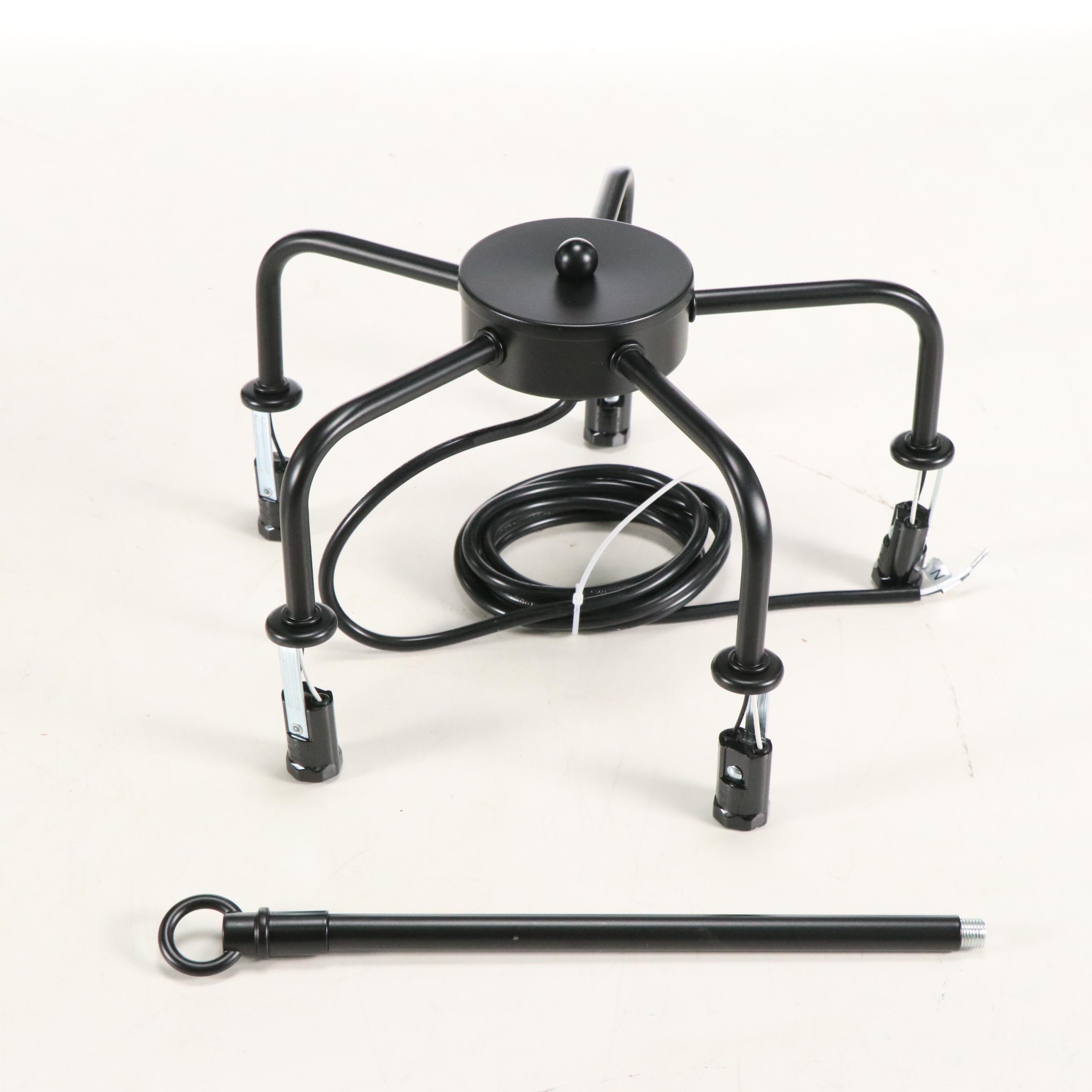 Drum Jute Wicker Five-Arm Pendant Light, 21st Century