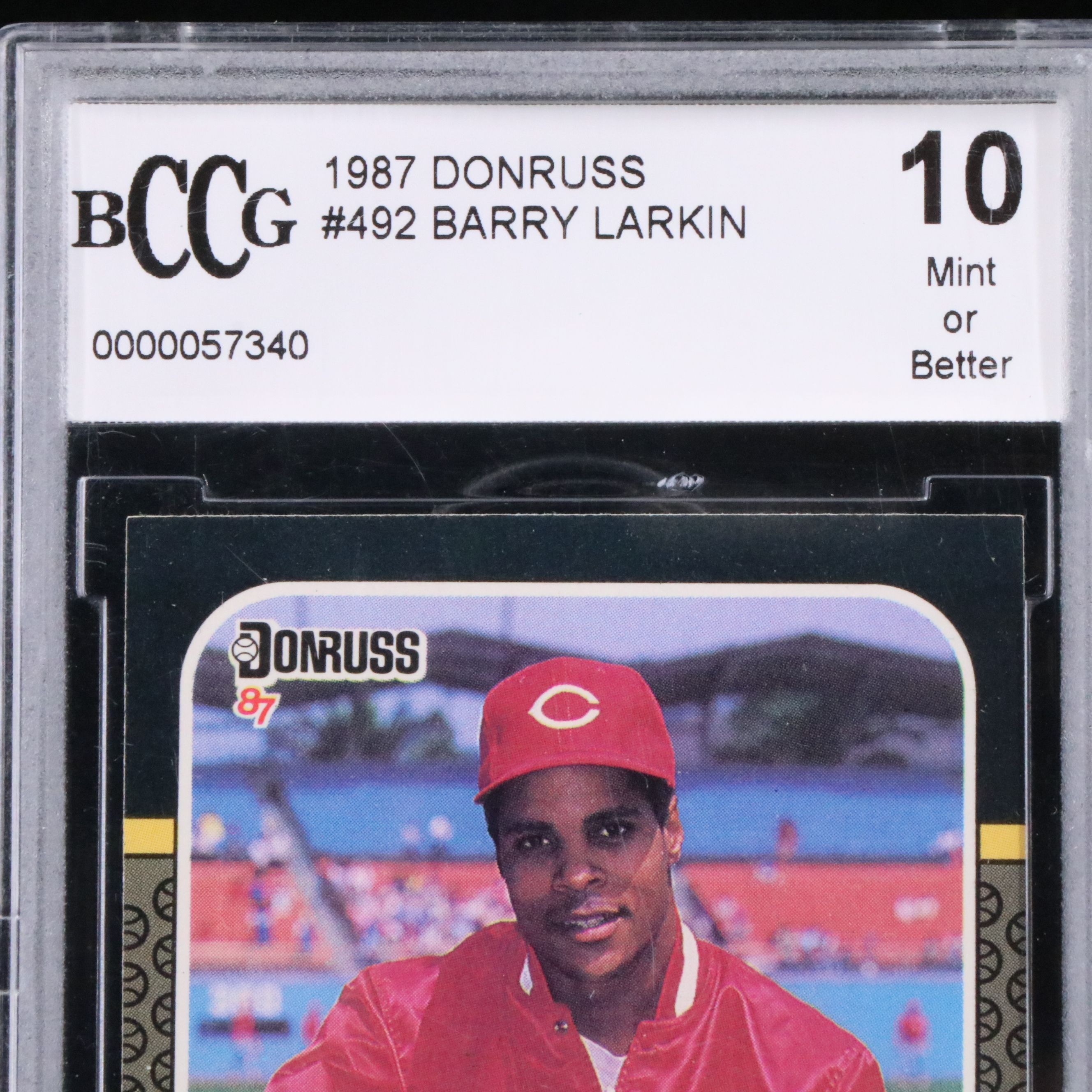 1987 Donruss Barry Larkin Cincinnati Reds Rookie Baseball Card Graded BCCG 10
