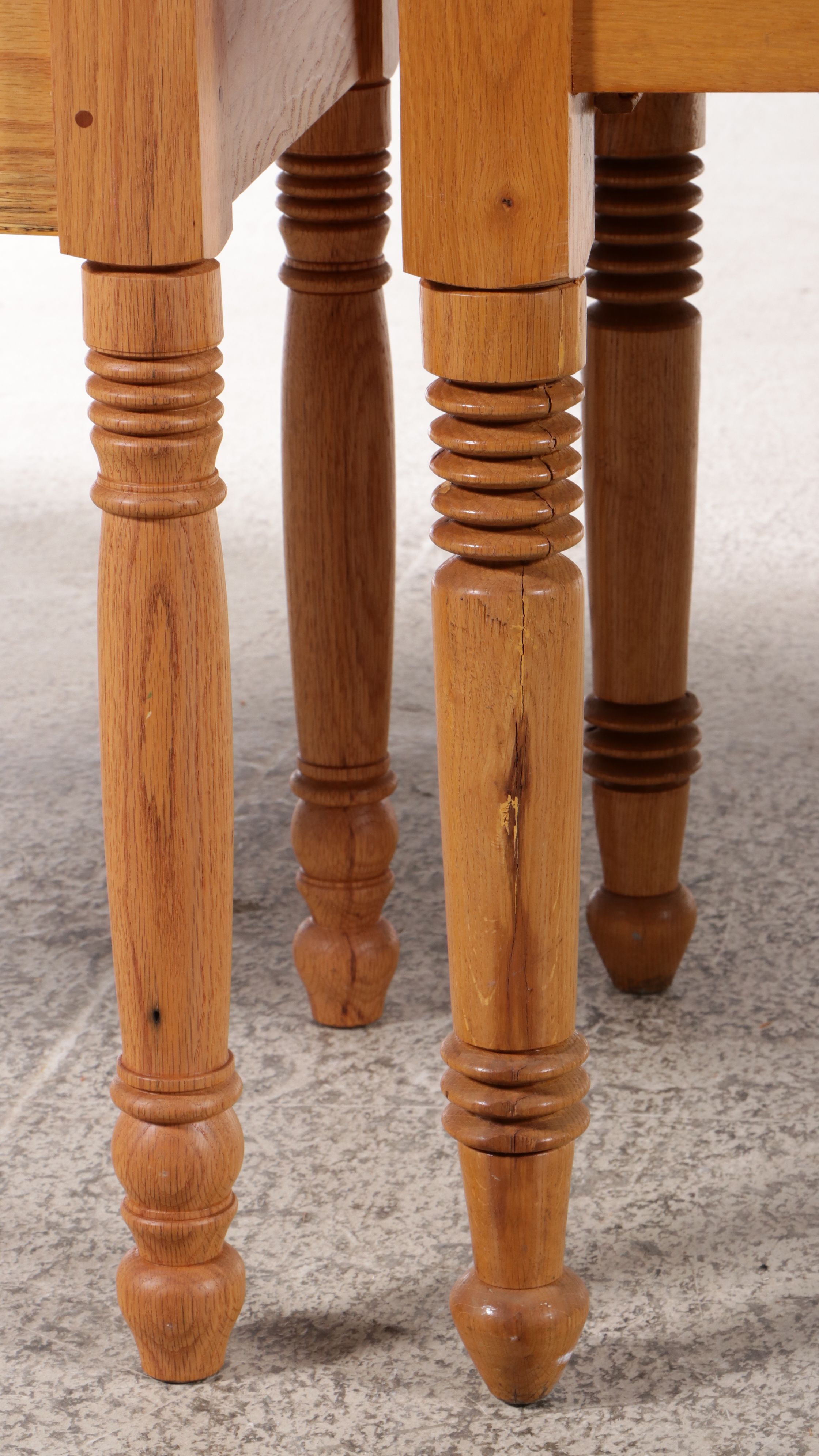 F. Lutz and Other American Sheraton Style Two Drawer Oak Tables