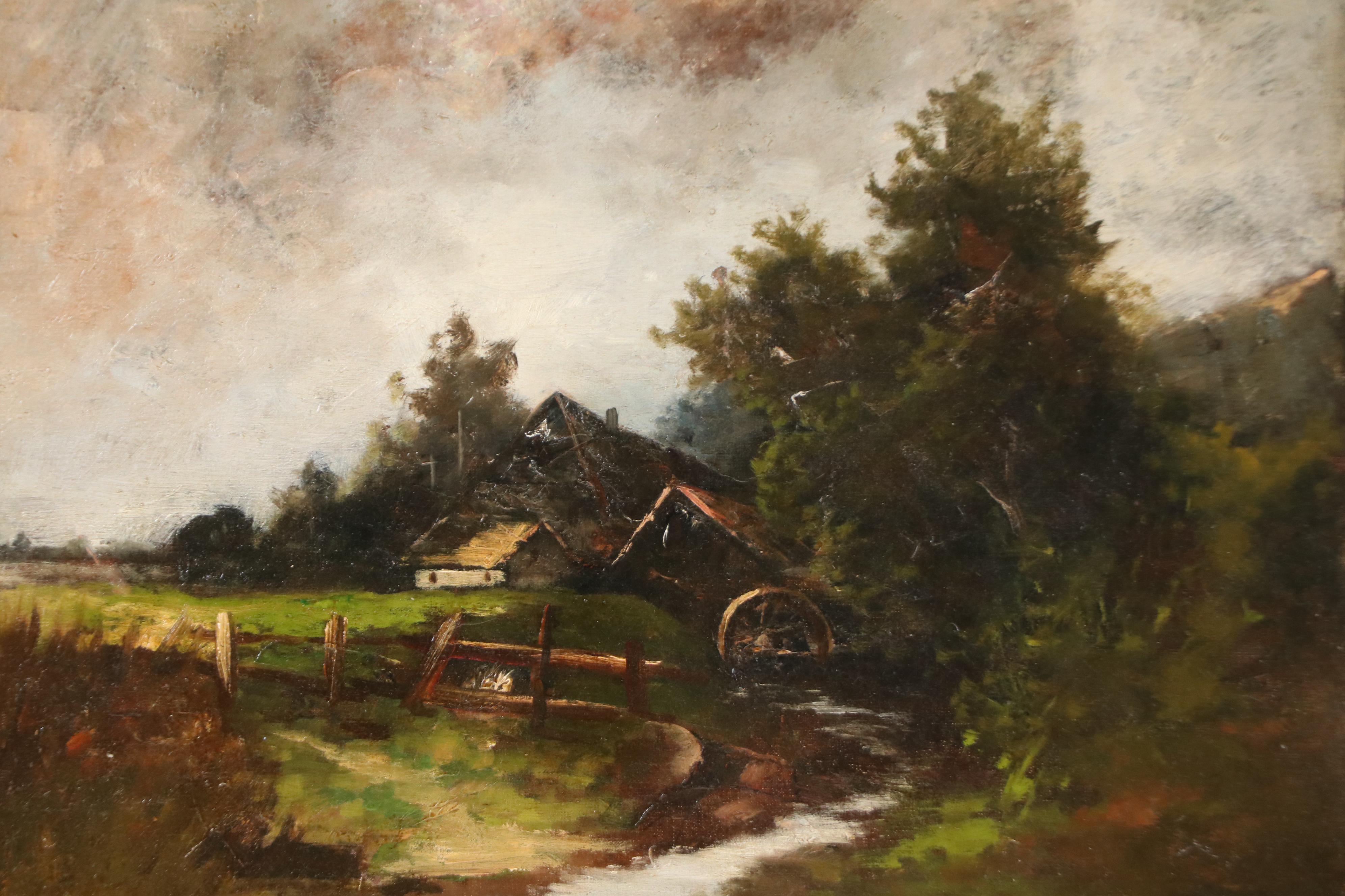 Oil Painting of Landscape with Millhouse, Early to Mid-20th Century