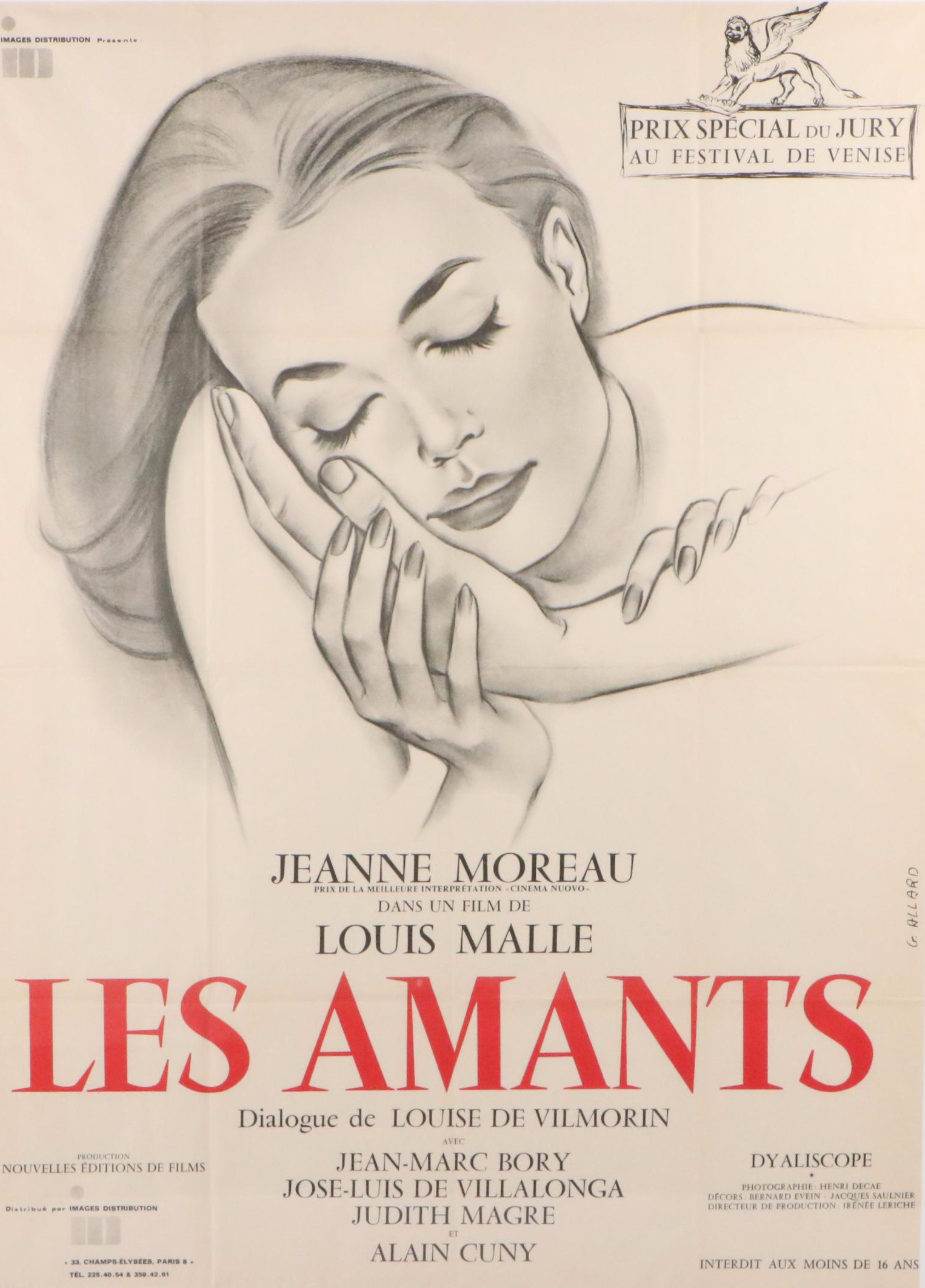 "Les Amants" Offset Lithograph Movie Poster After Georges Allard