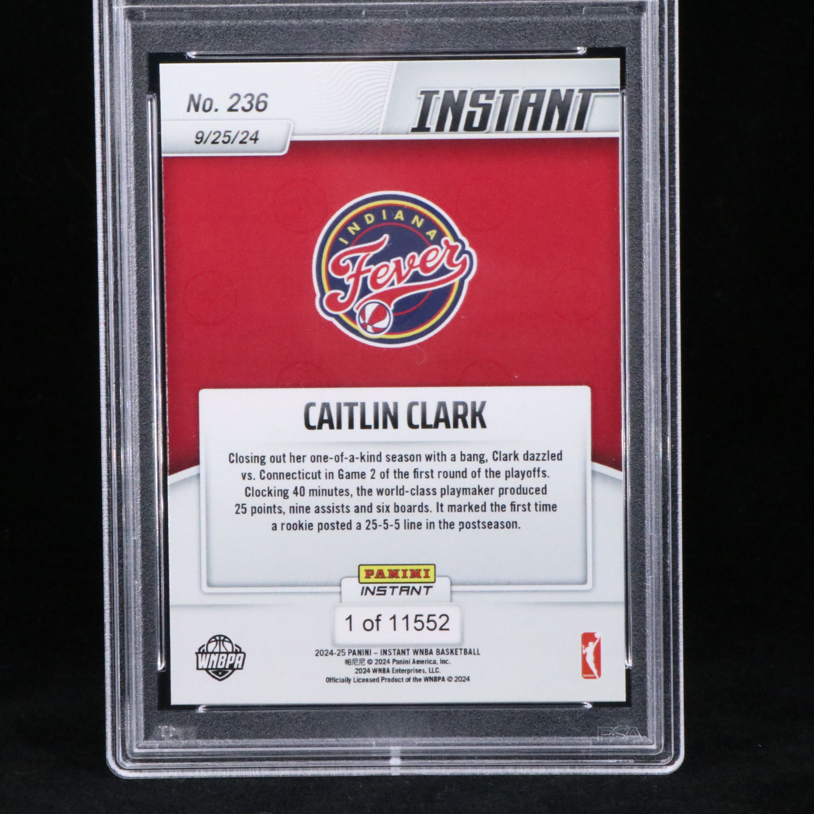 2024 Panini Instant Caitlin Clark Rookie Basketball Card Graded PSA 10