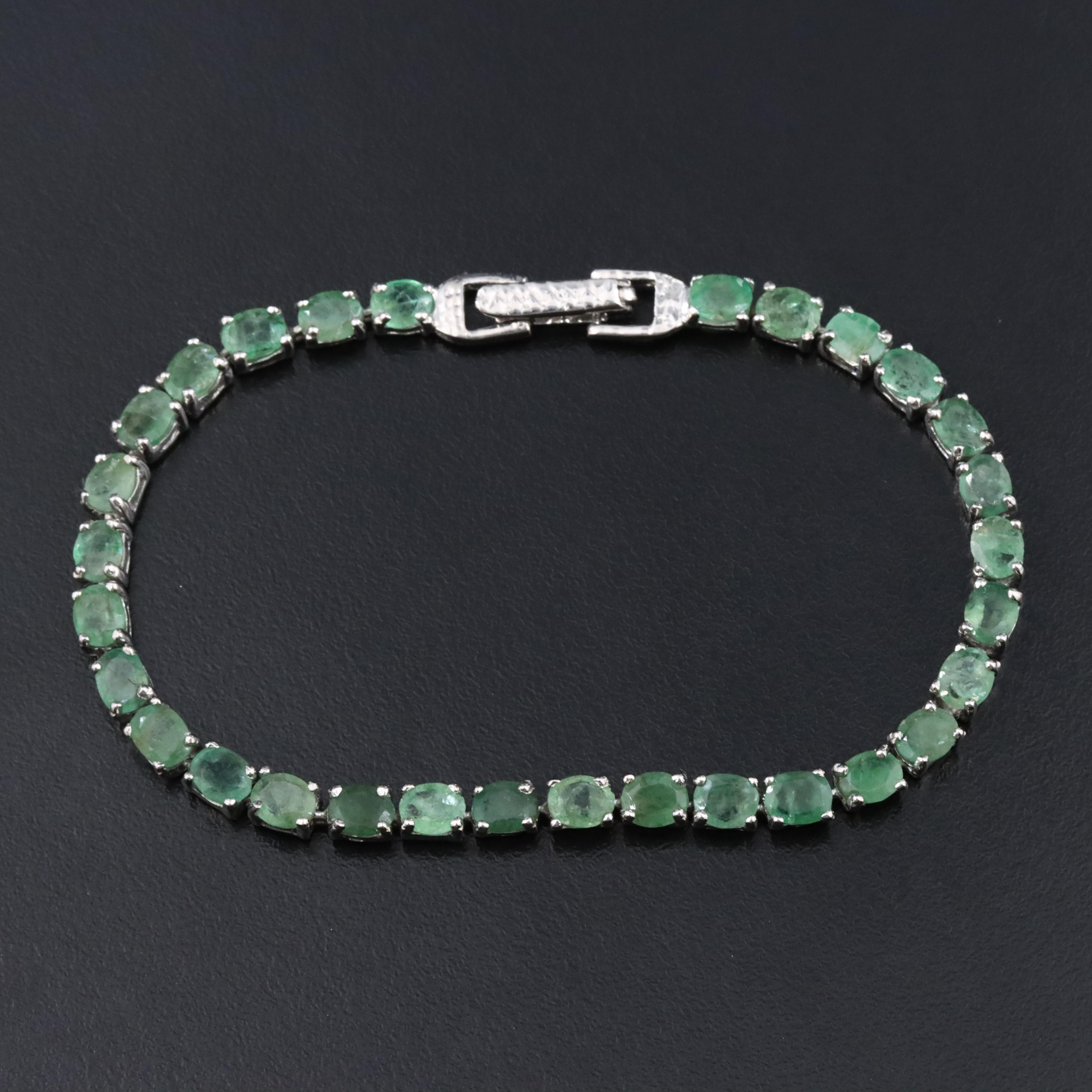 Sterling Emerald Line Bracelet
