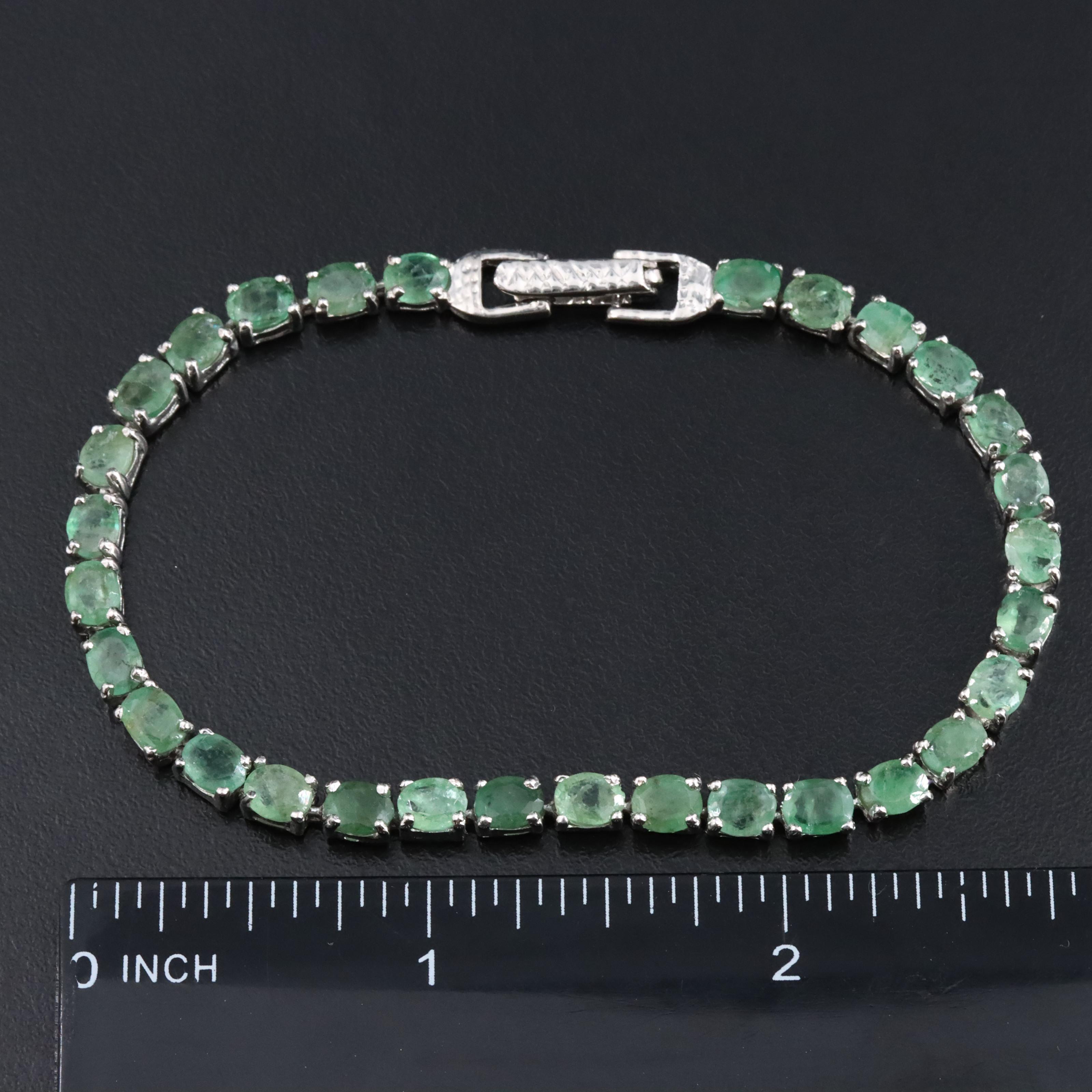 Sterling Emerald Line Bracelet
