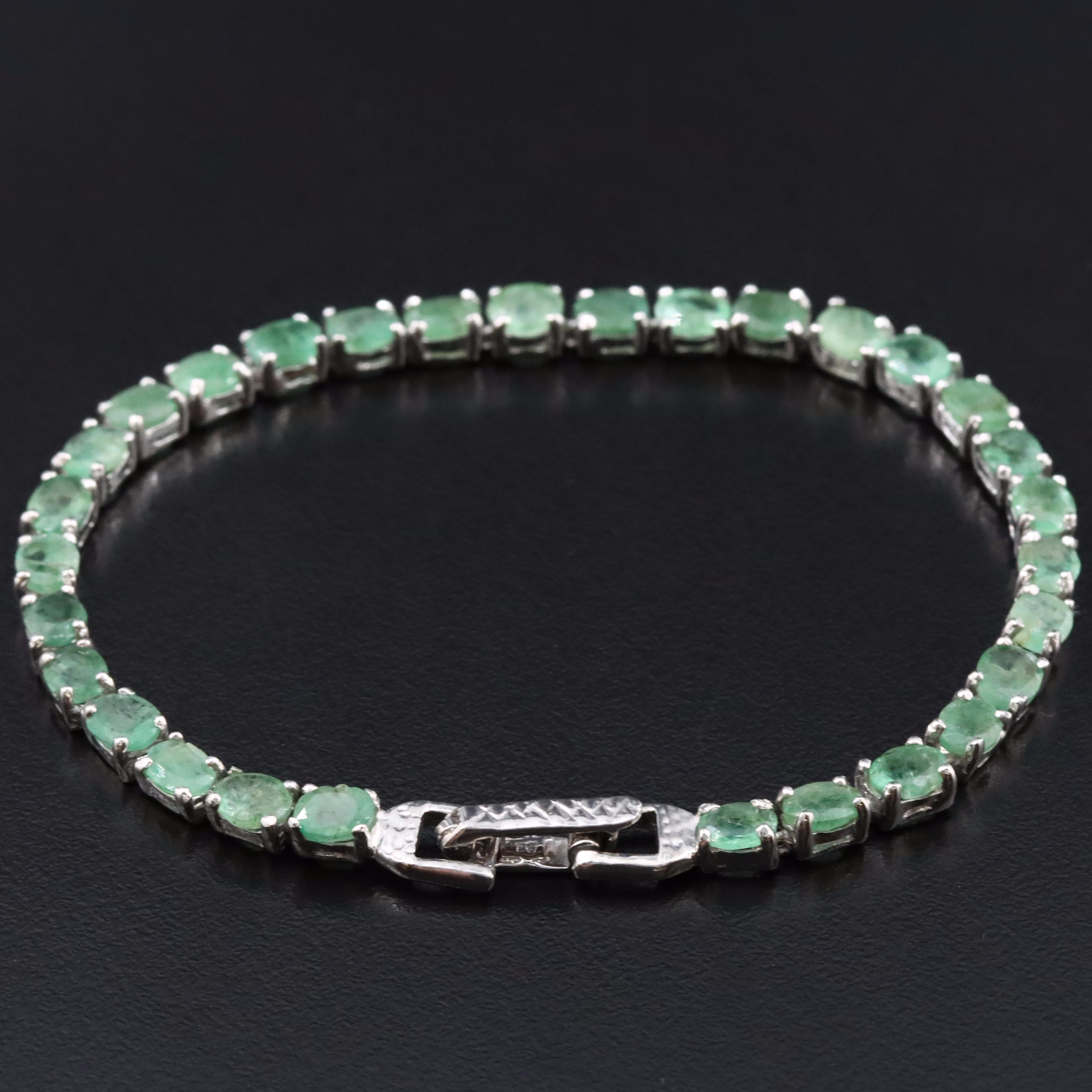 Sterling Emerald Line Bracelet