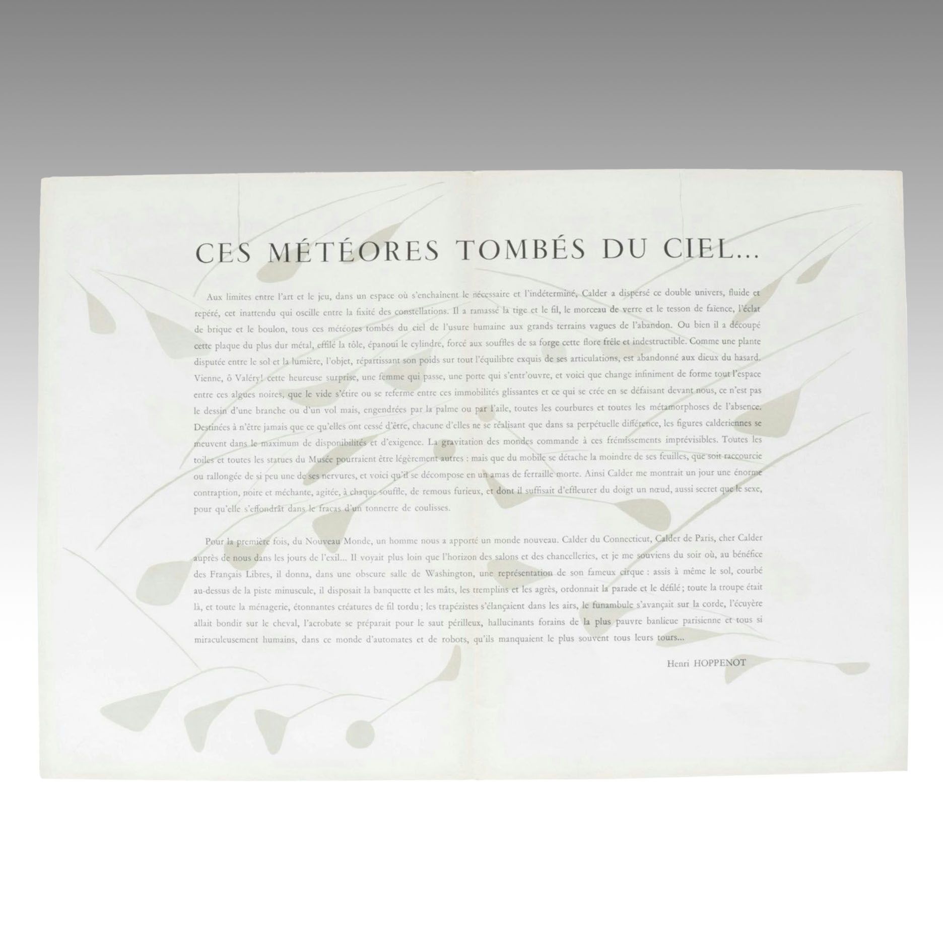 Henri Hoppenot Double-Page Poem "Ces Météores Tombés Du Ciel...", 1950