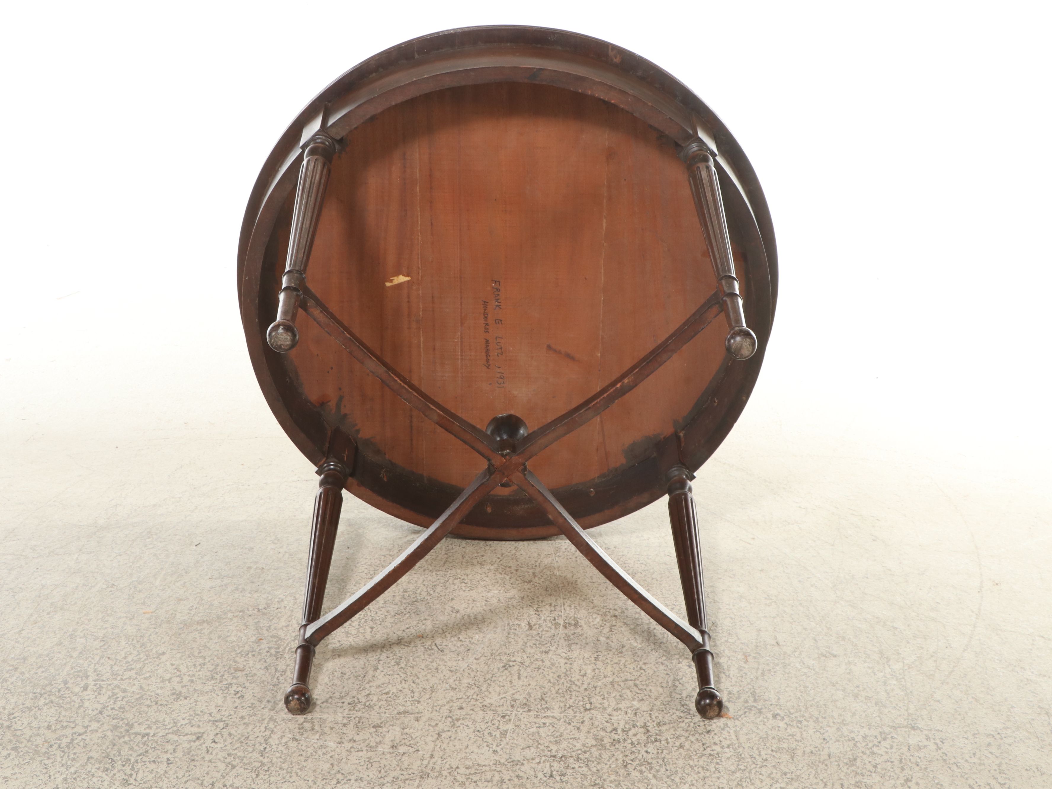 Frank E. Lutz Edwardian Style Mahogany Hall Table, 1931