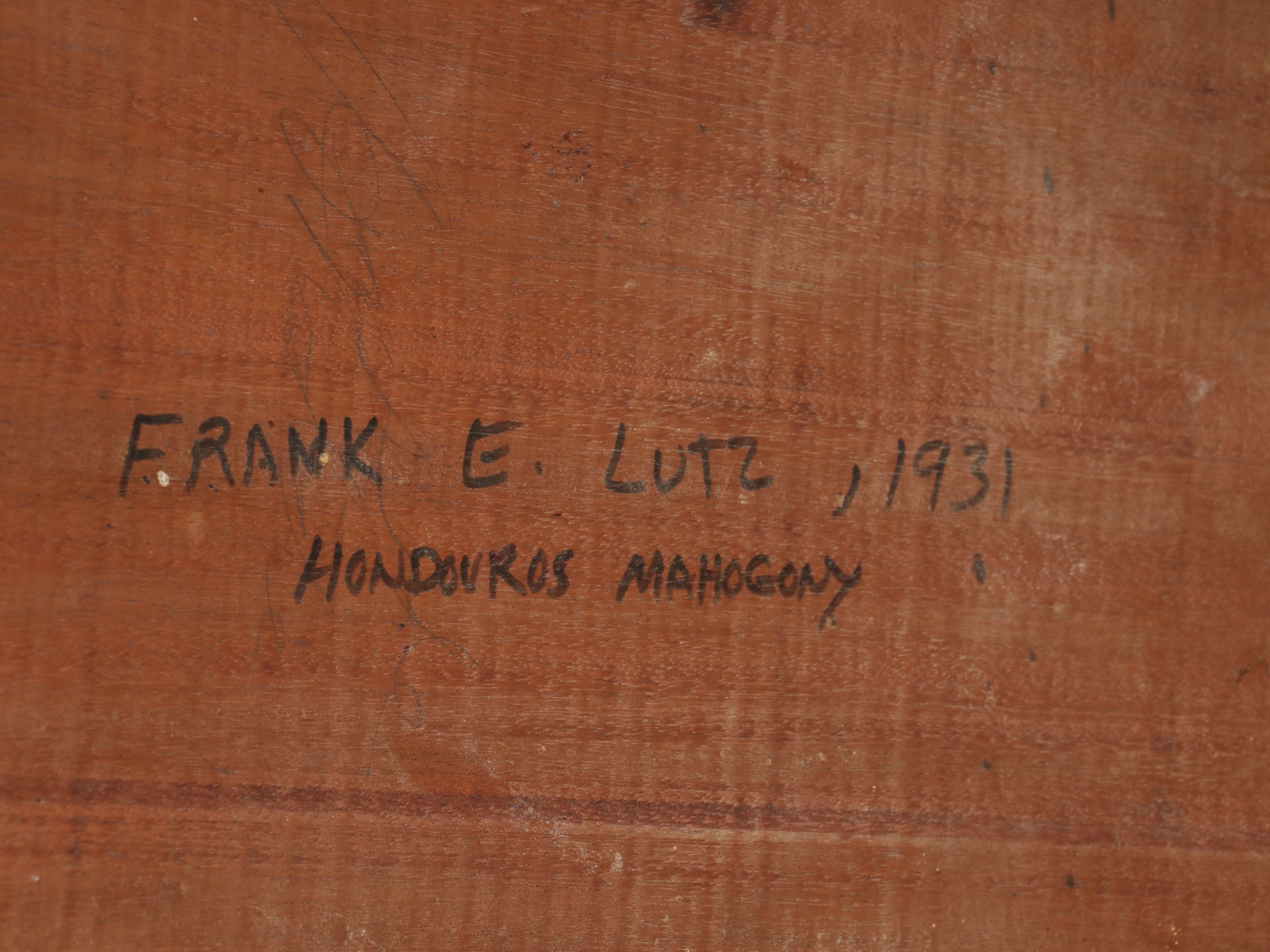 Frank E. Lutz Edwardian Style Mahogany Hall Table, 1931