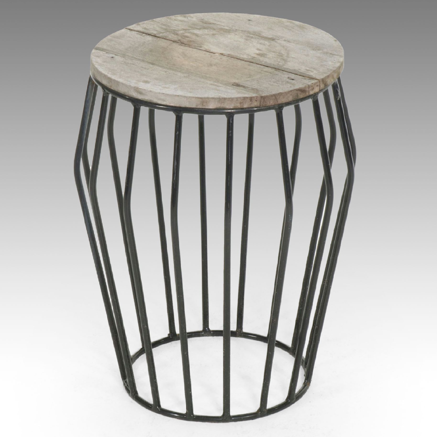 Patio Accent Table with Weathered Wood Top