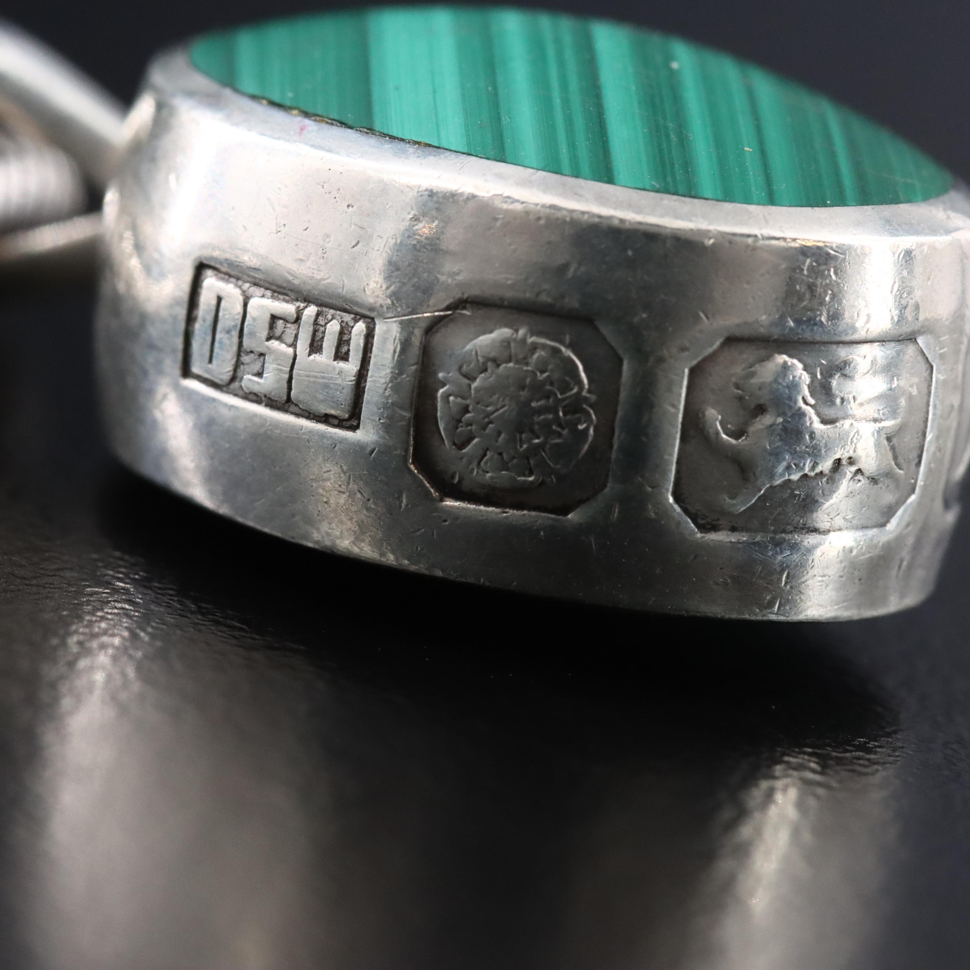 British David Scott-Walker Sterling Malachite and Mother-of-Pearl Necklace