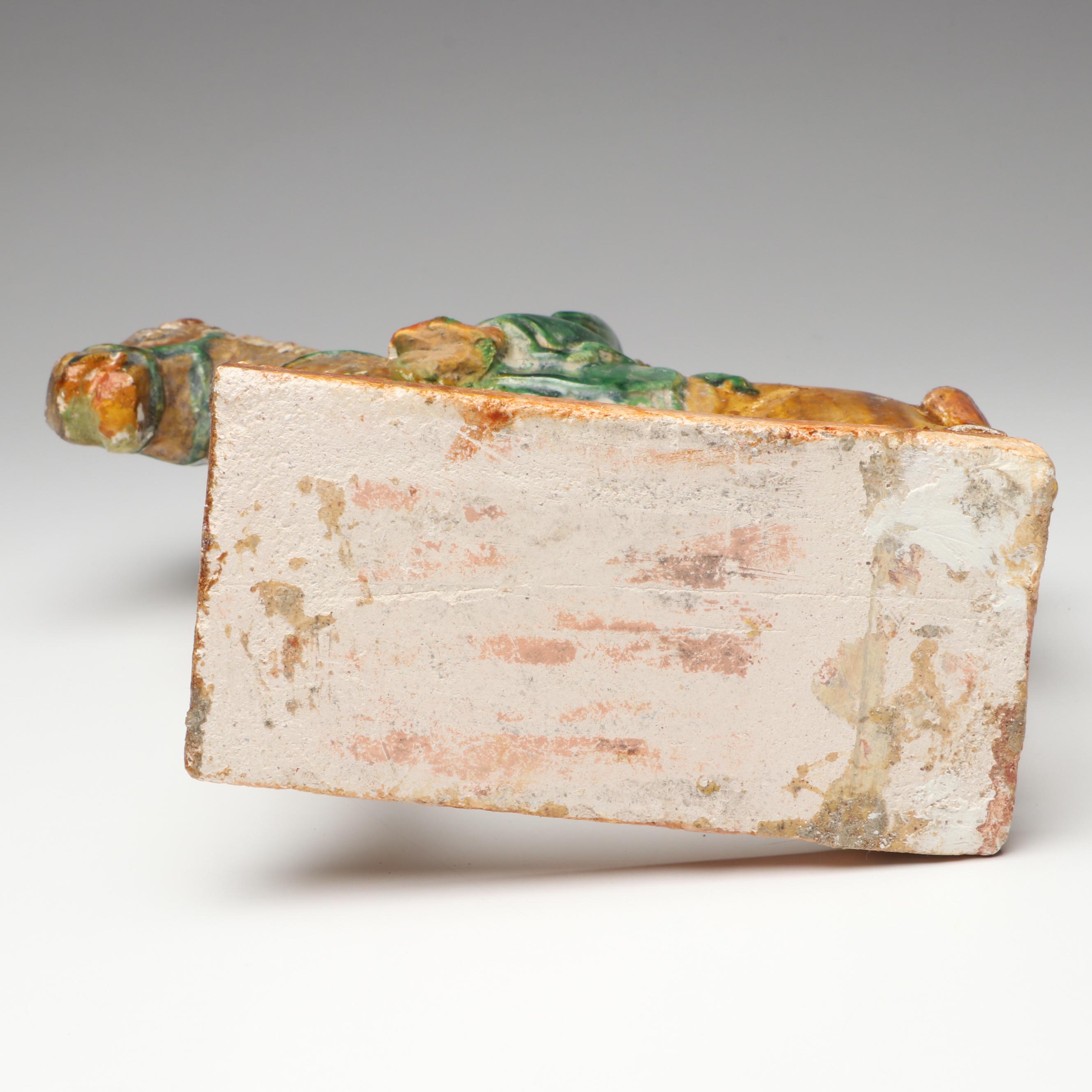 Ming Dynasty Style Sancai Glaze Ceramic Horseman and Other Votive Figures