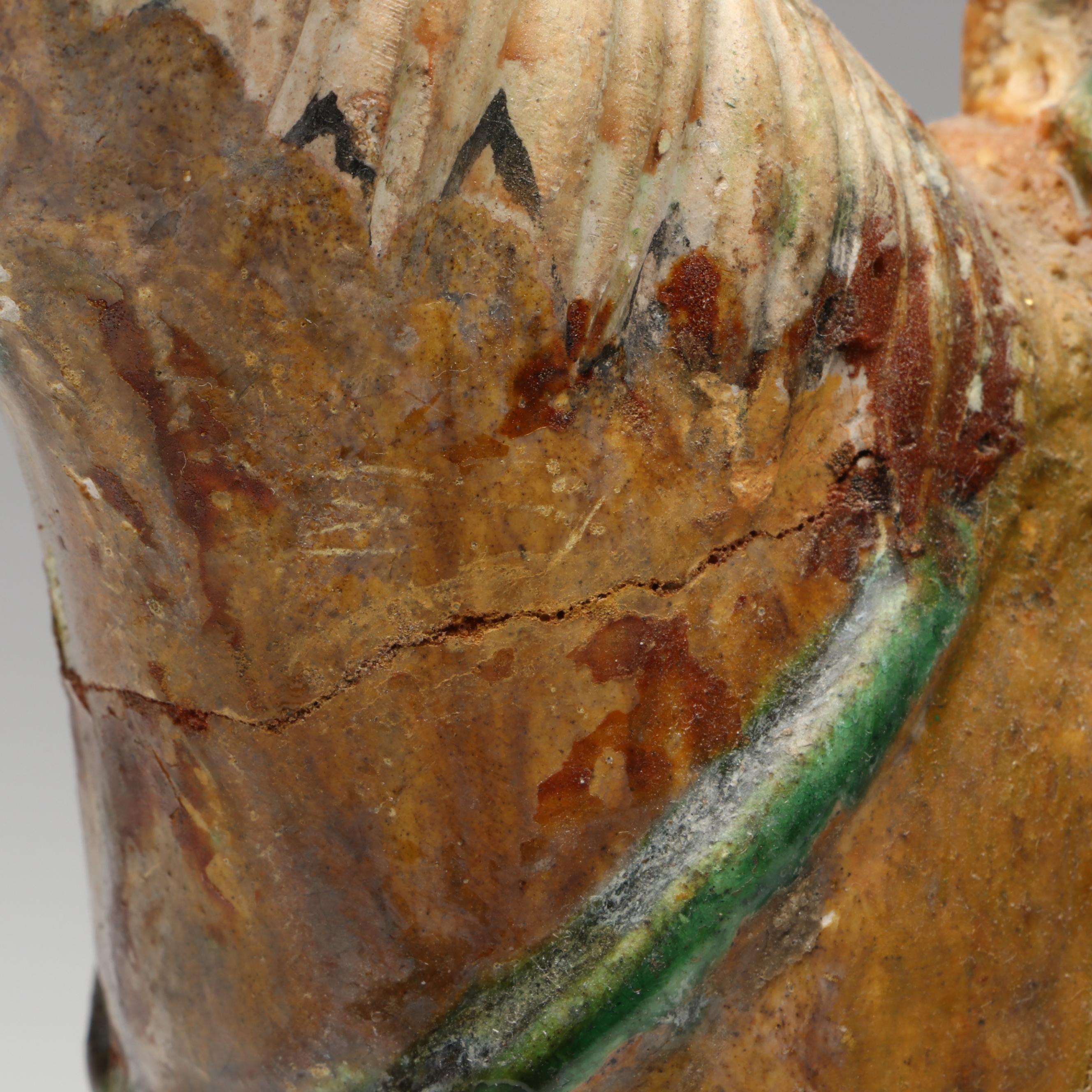 Ming Dynasty Style Sancai Glaze Ceramic Horseman and Other Votive Figures