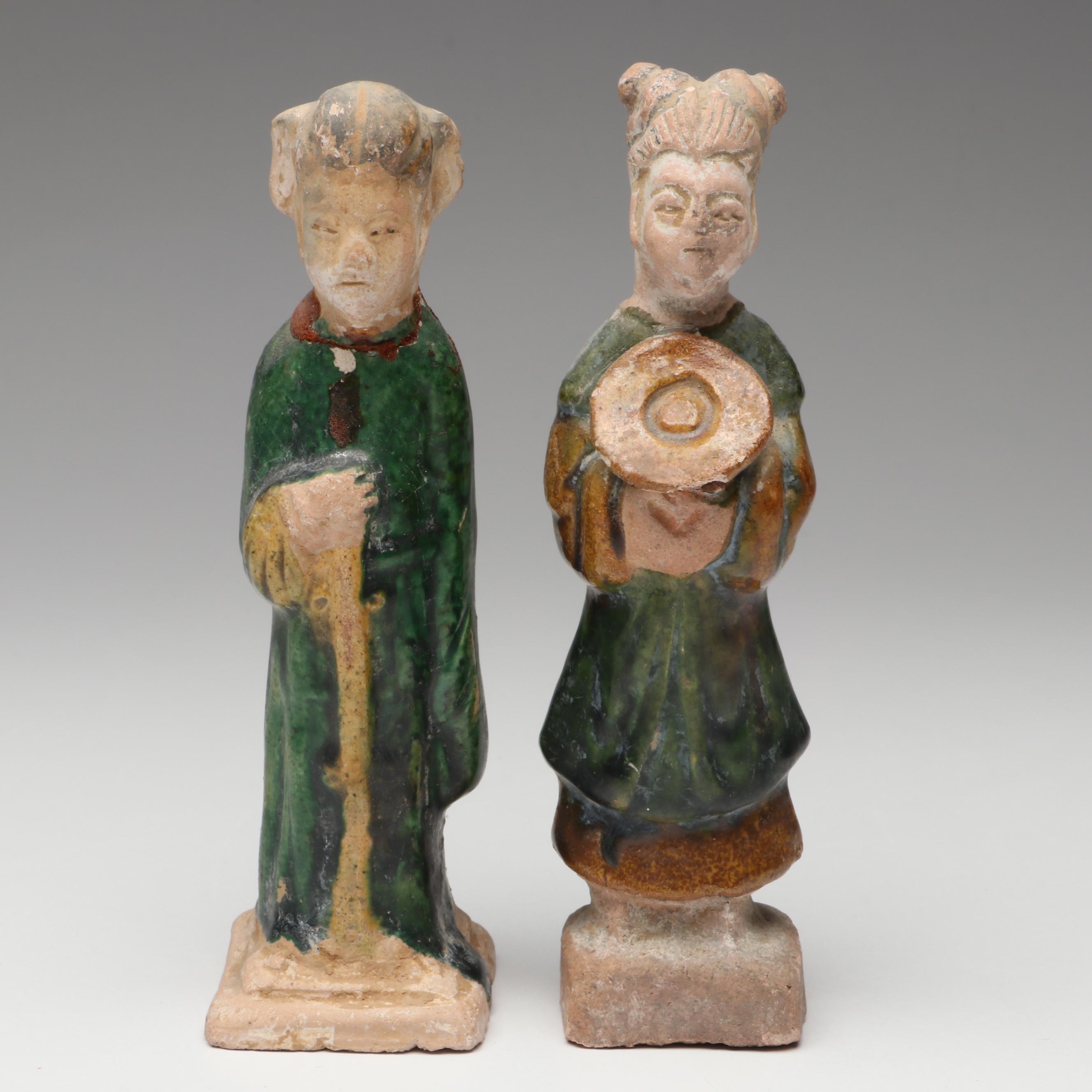 Ming Dynasty Style Sancai Glaze Ceramic Horseman and Other Votive Figures