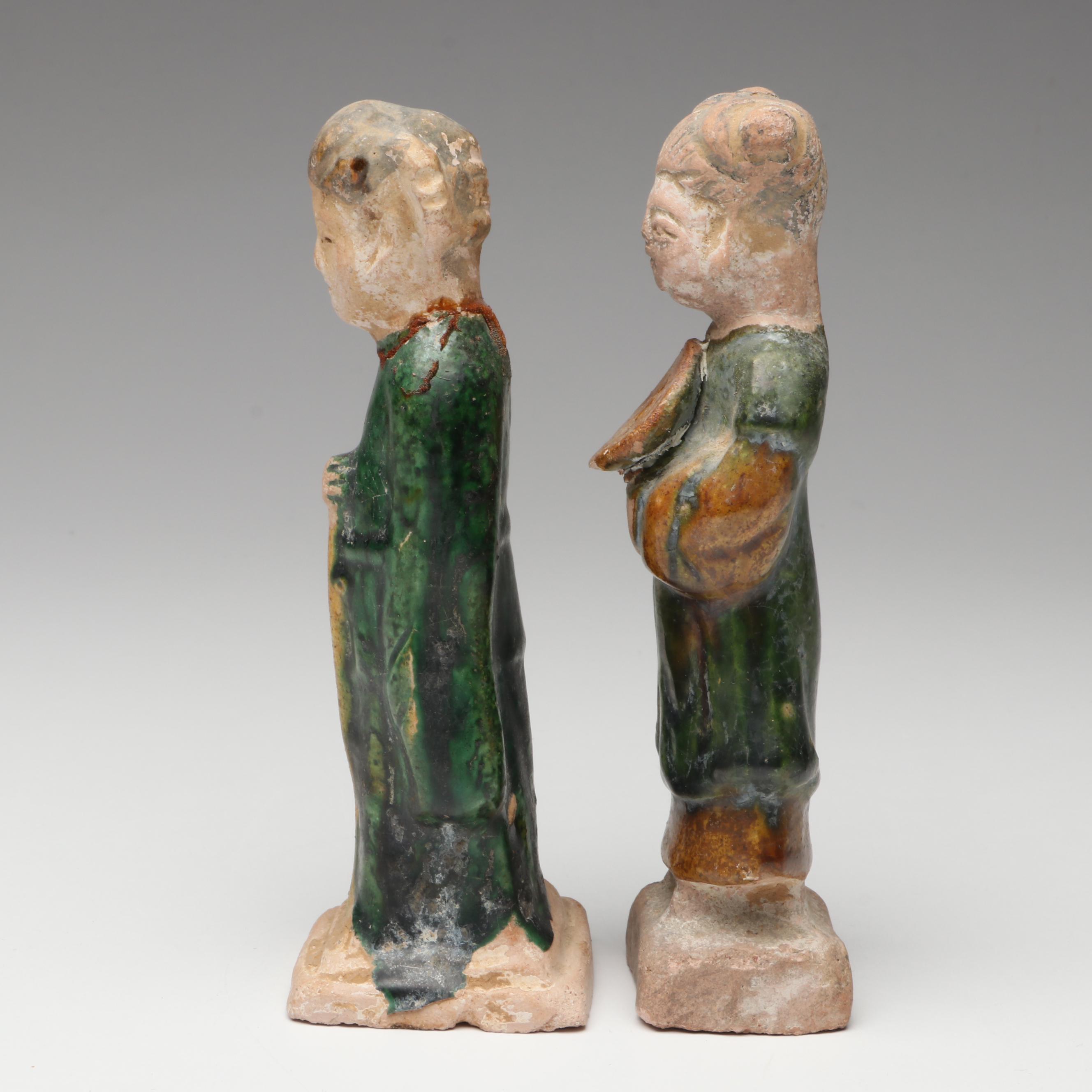 Ming Dynasty Style Sancai Glaze Ceramic Horseman and Other Votive Figures