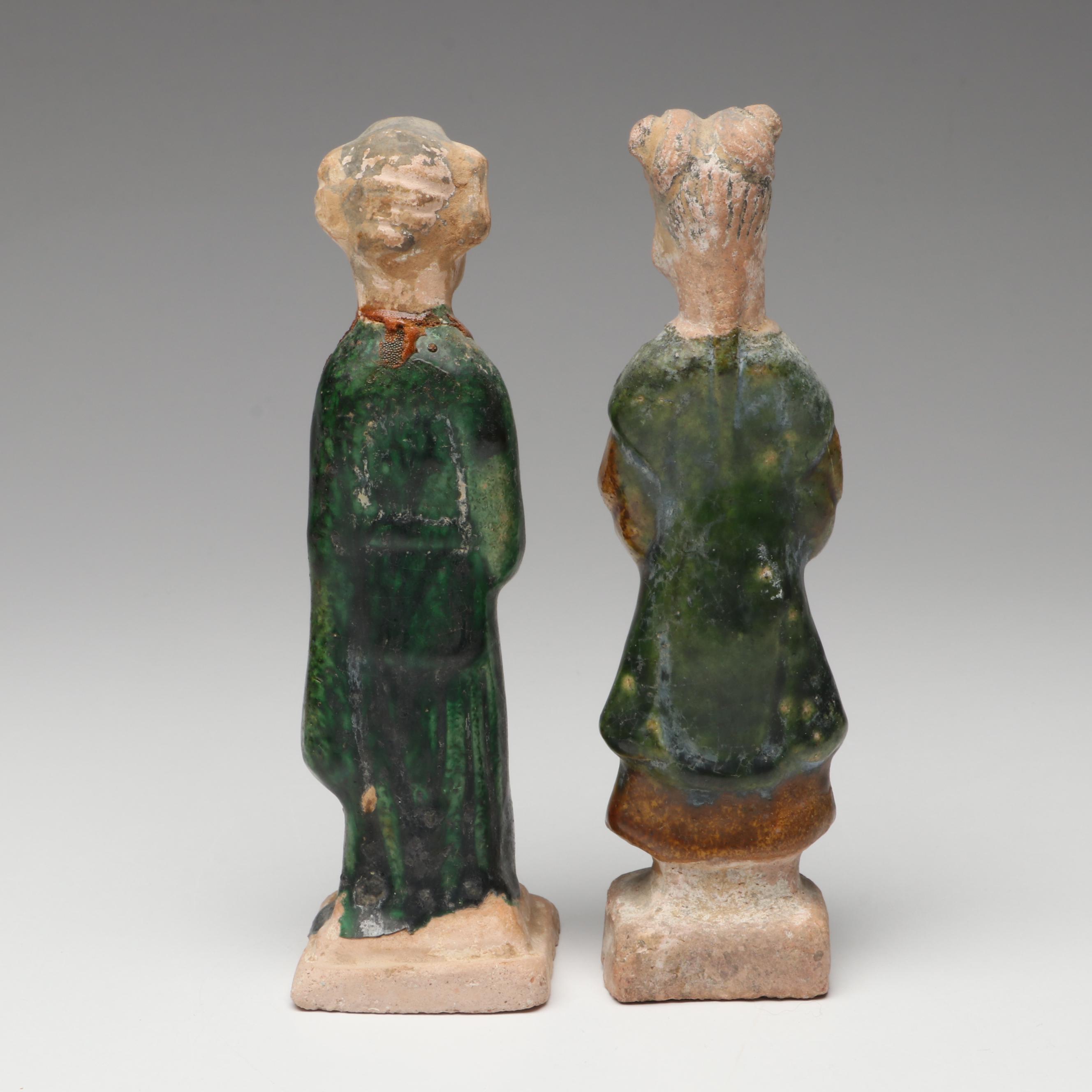 Ming Dynasty Style Sancai Glaze Ceramic Horseman and Other Votive Figures