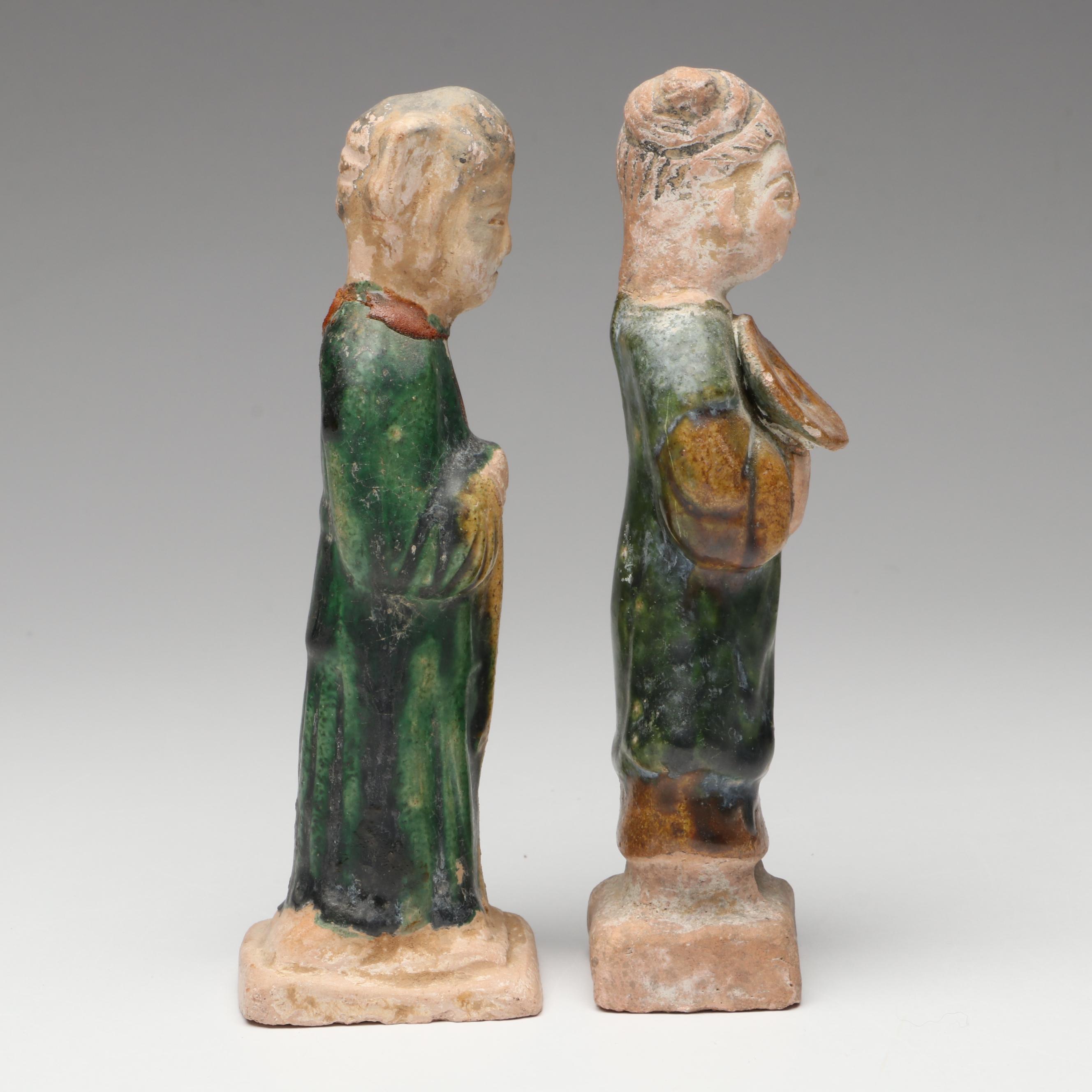 Ming Dynasty Style Sancai Glaze Ceramic Horseman and Other Votive Figures