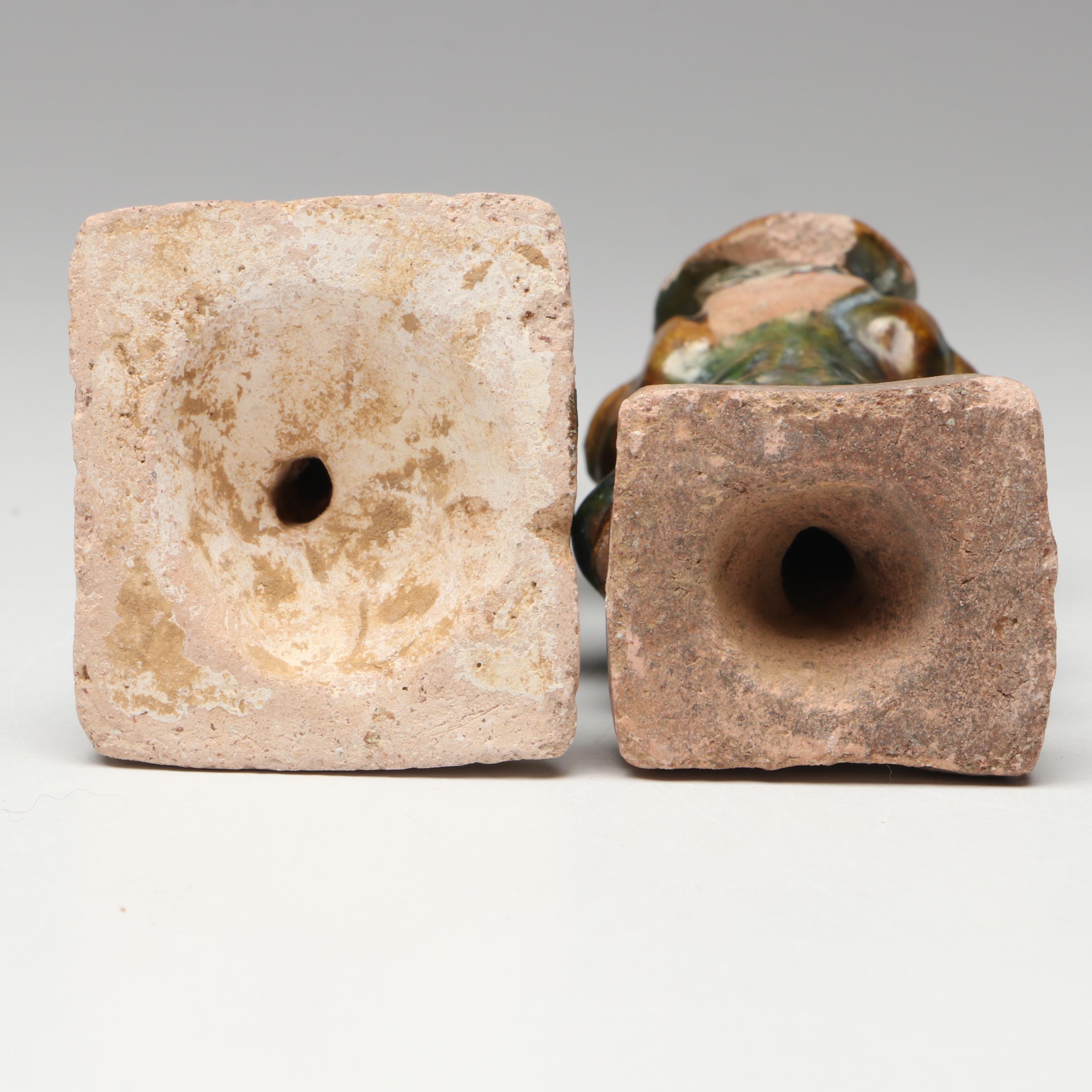 Ming Dynasty Style Sancai Glaze Ceramic Horseman and Other Votive Figures