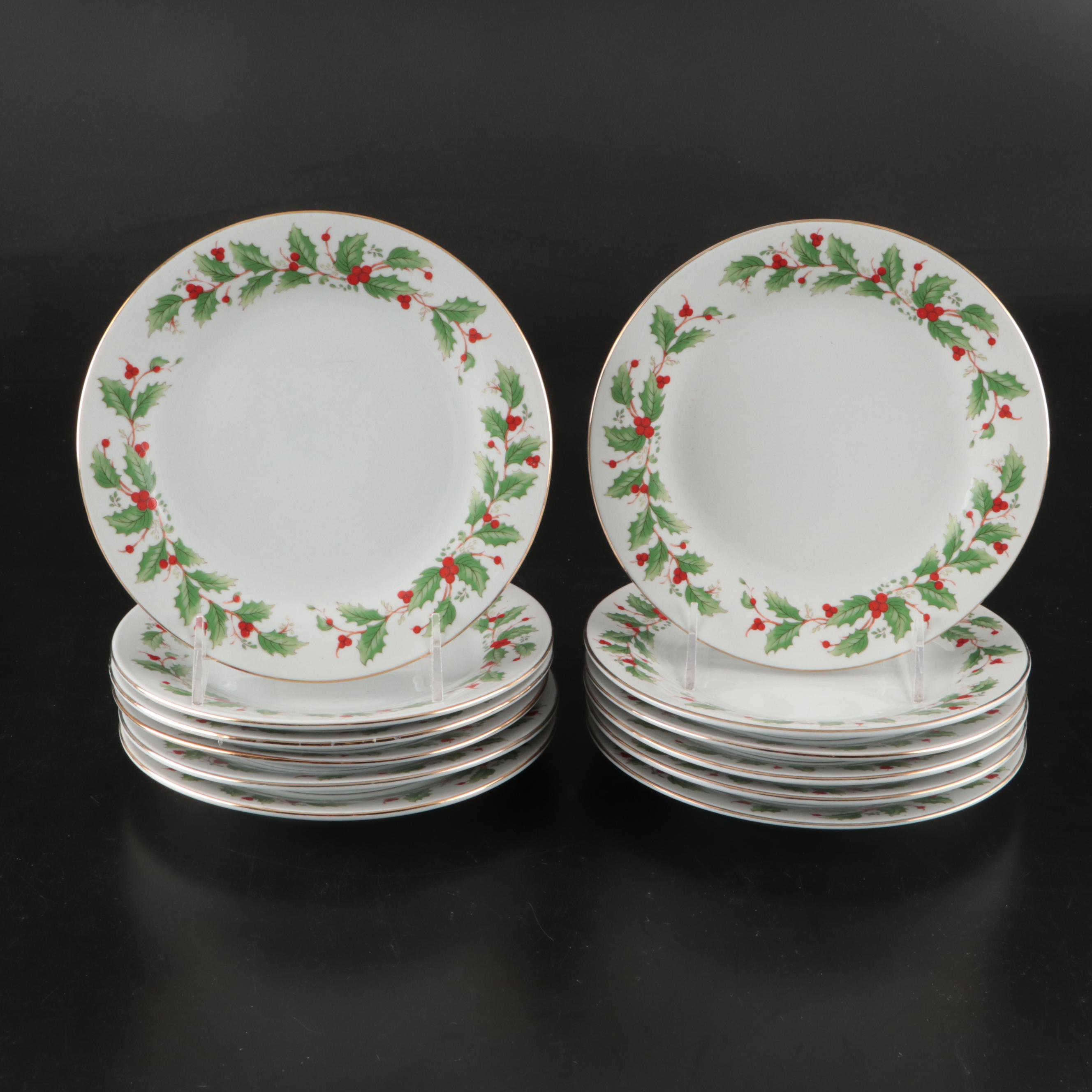 China Pearl "Noel" Porcelain Dinnerware with Luminarc D'Arques Lowball Glasses