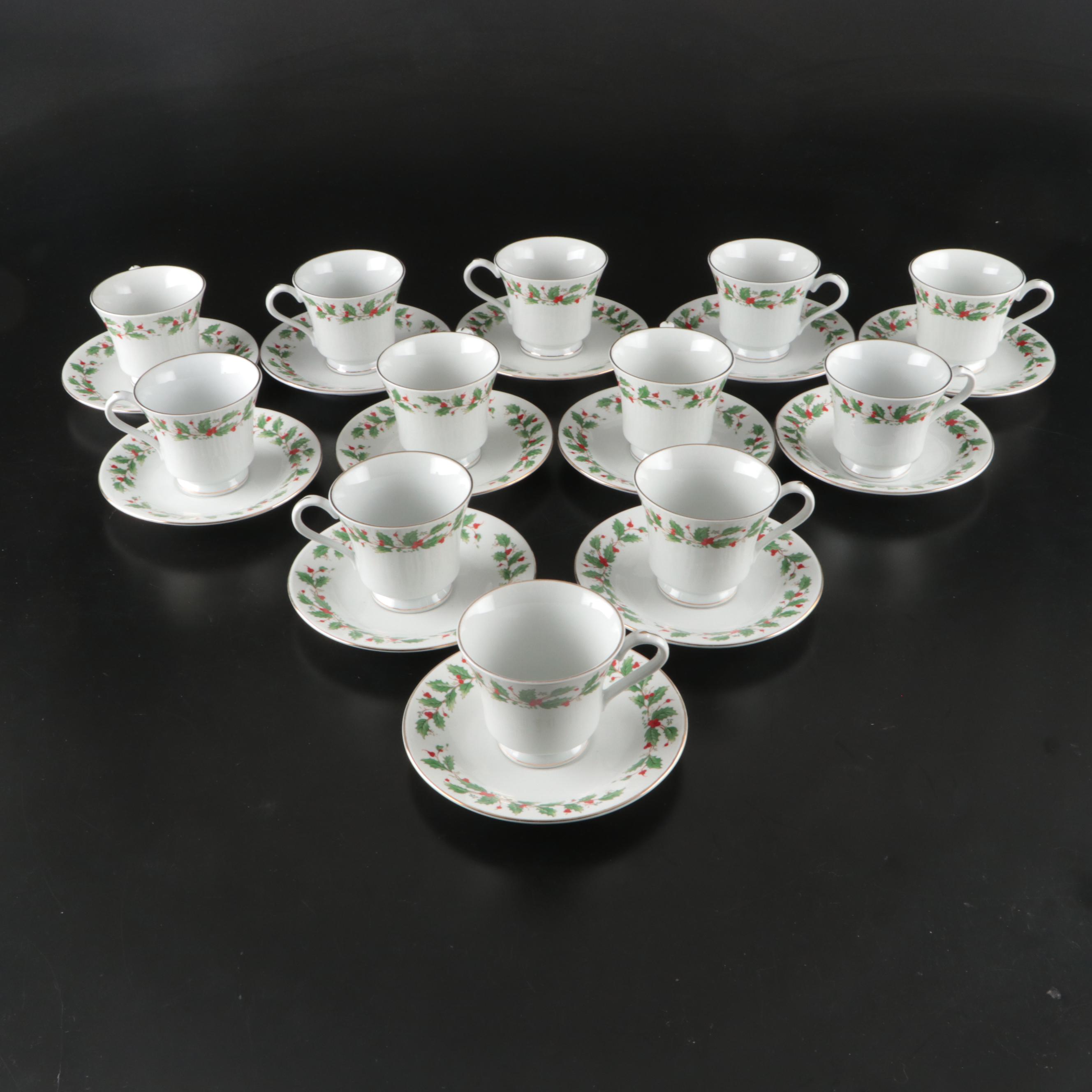 China Pearl "Noel" Porcelain Dinnerware with Luminarc D'Arques Lowball Glasses