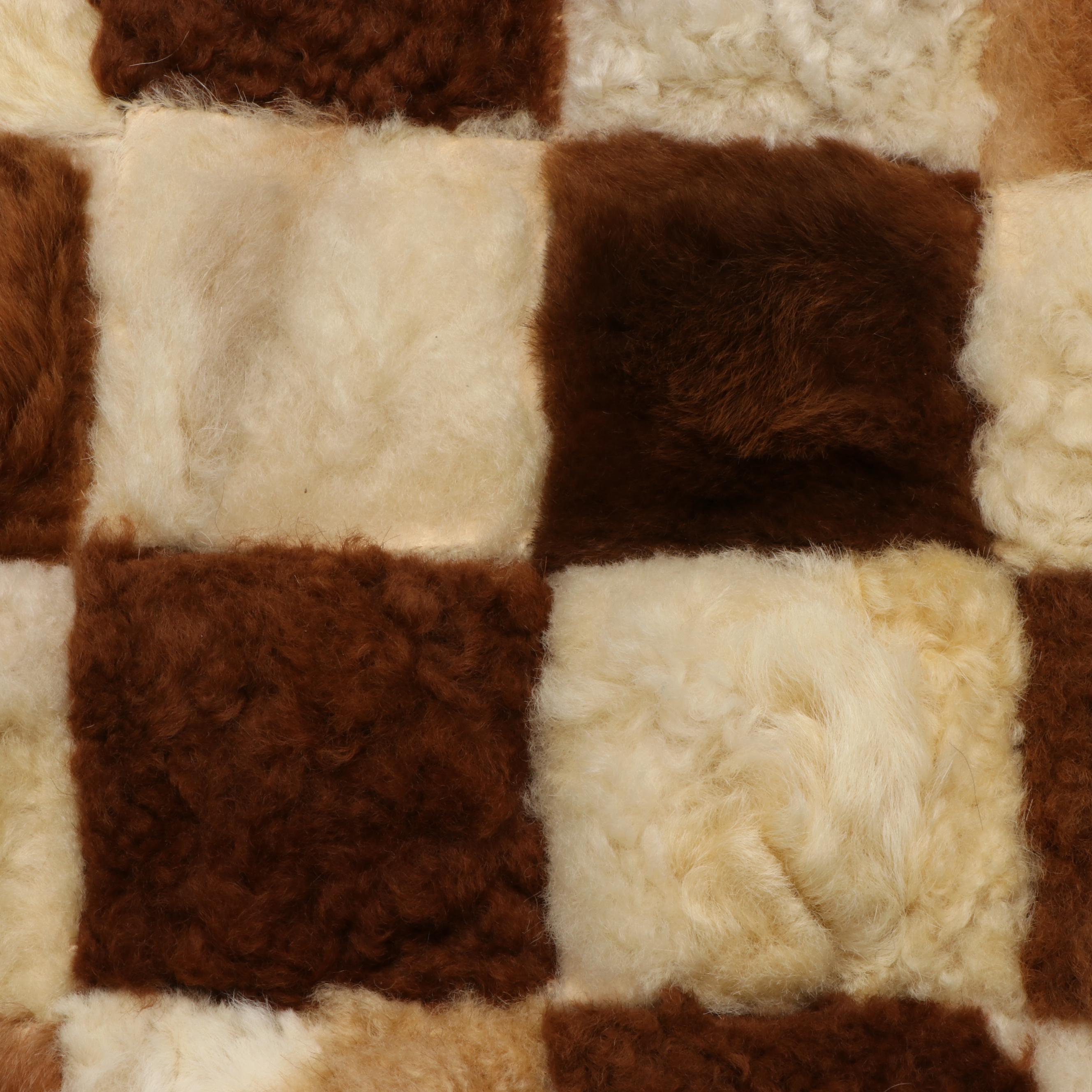 Checkered Patchwork Sheepskin Accent Rug/Table Mat