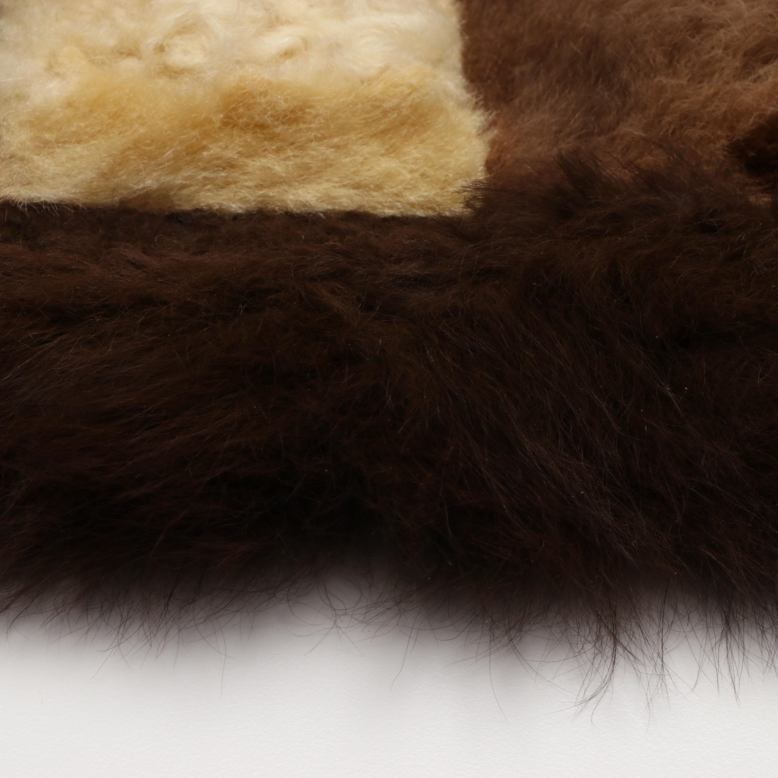 Checkered Patchwork Sheepskin Accent Rug/Table Mat