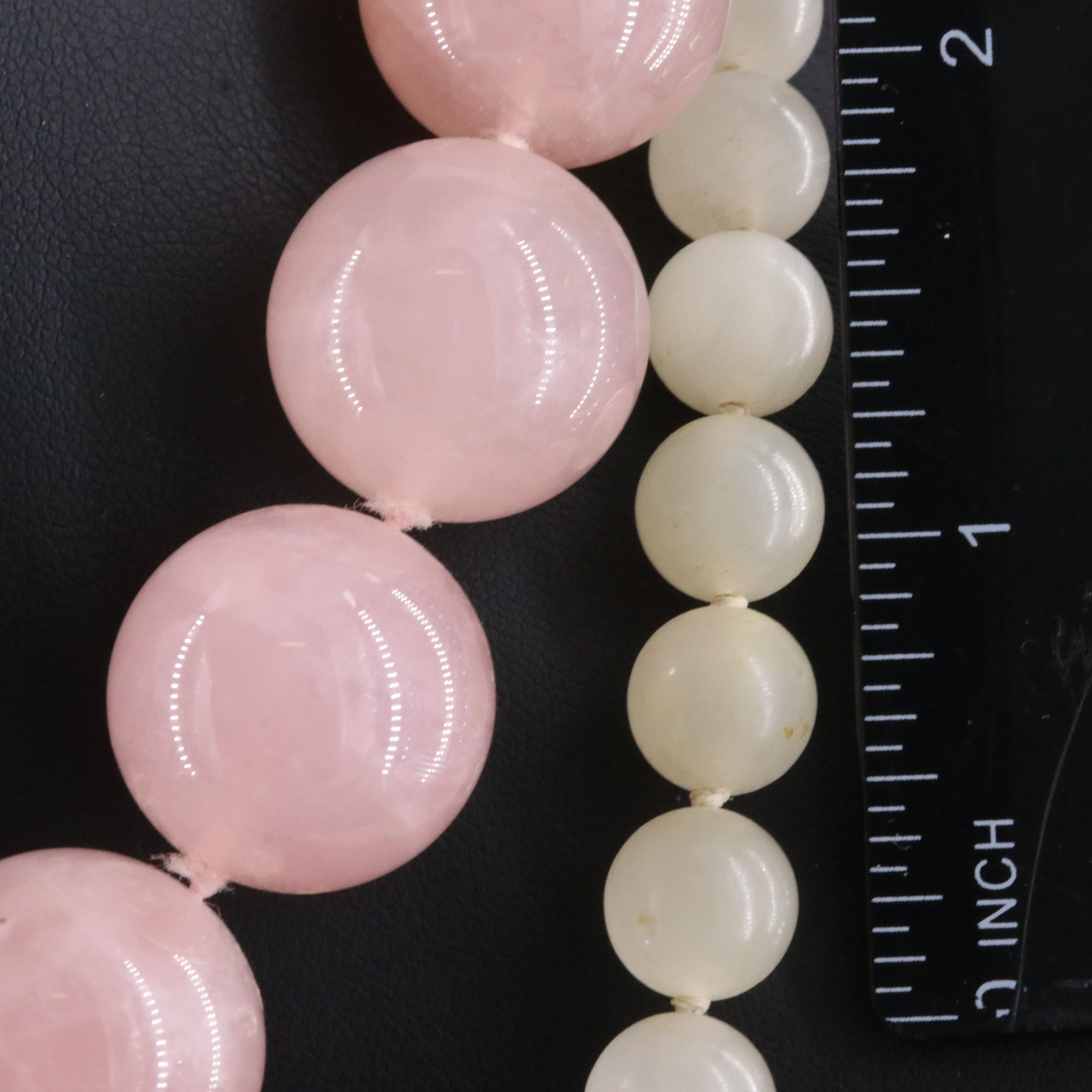 Rose Quartz and Calcite Bead Necklace Collection with Sterling Clasps