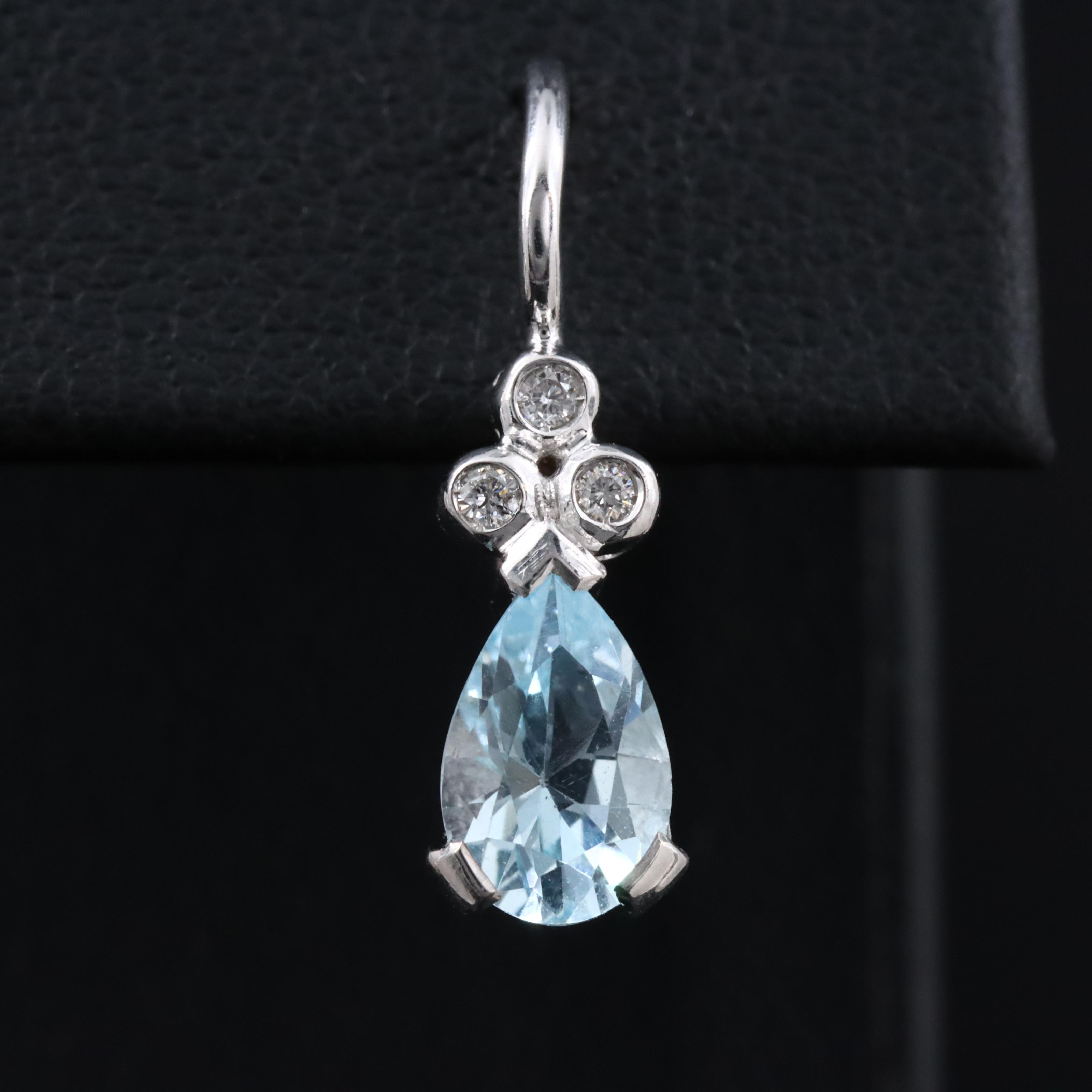 18K Blue Topaz and Diamond Drop Earrings