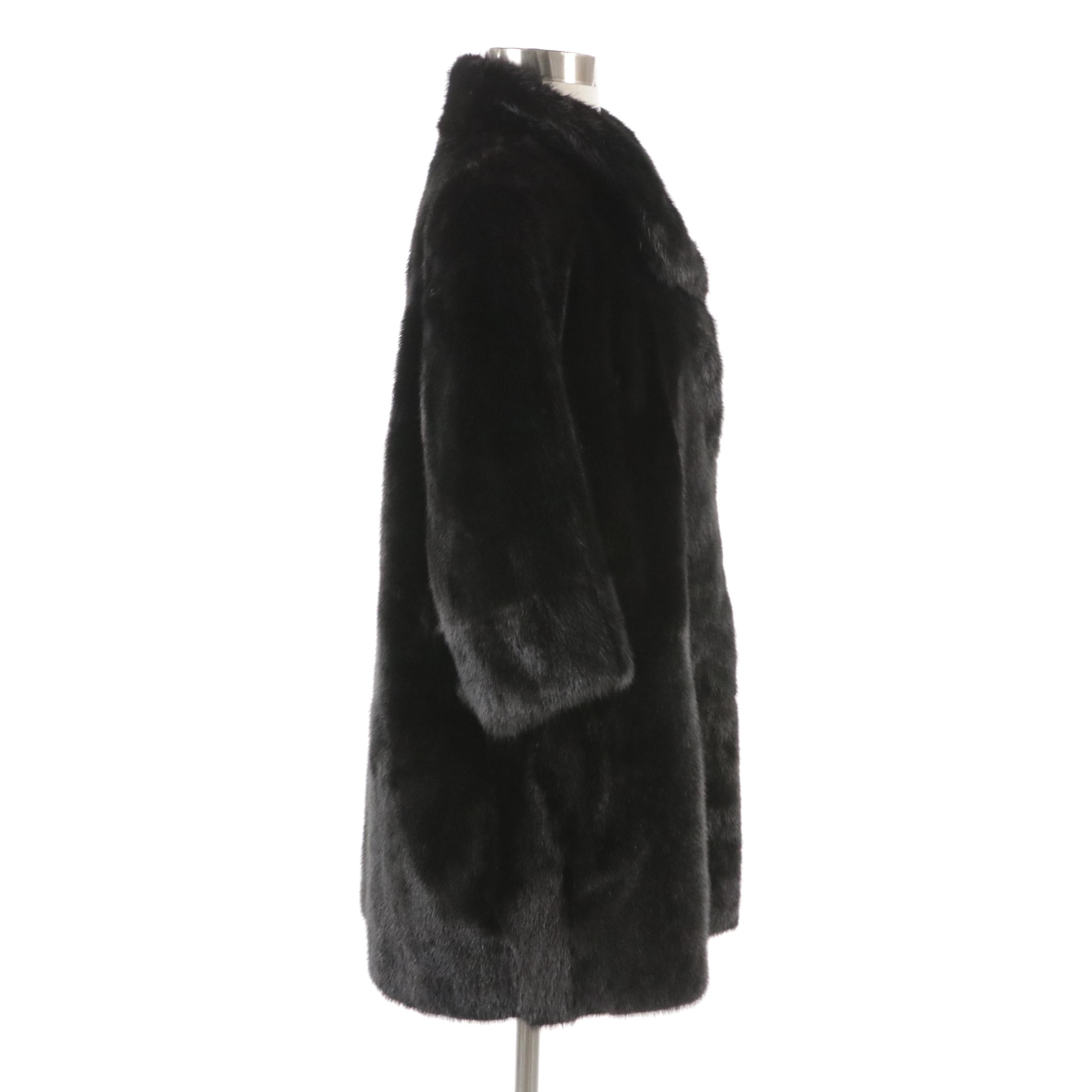 Vintage Black Dyed Mink Fur Short Sleeve Coat
