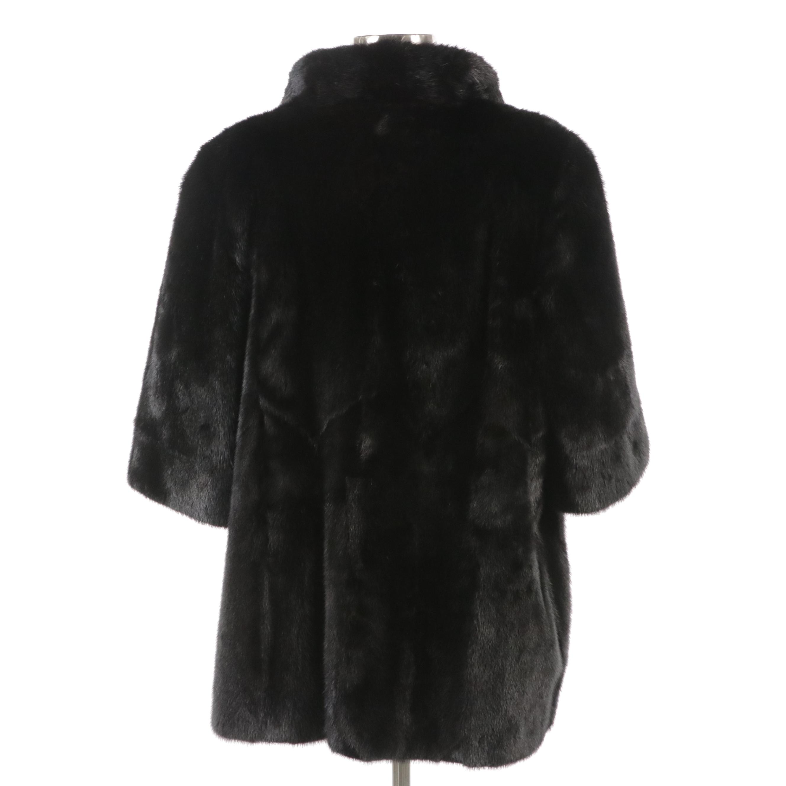 Vintage Black Dyed Mink Fur Short Sleeve Coat