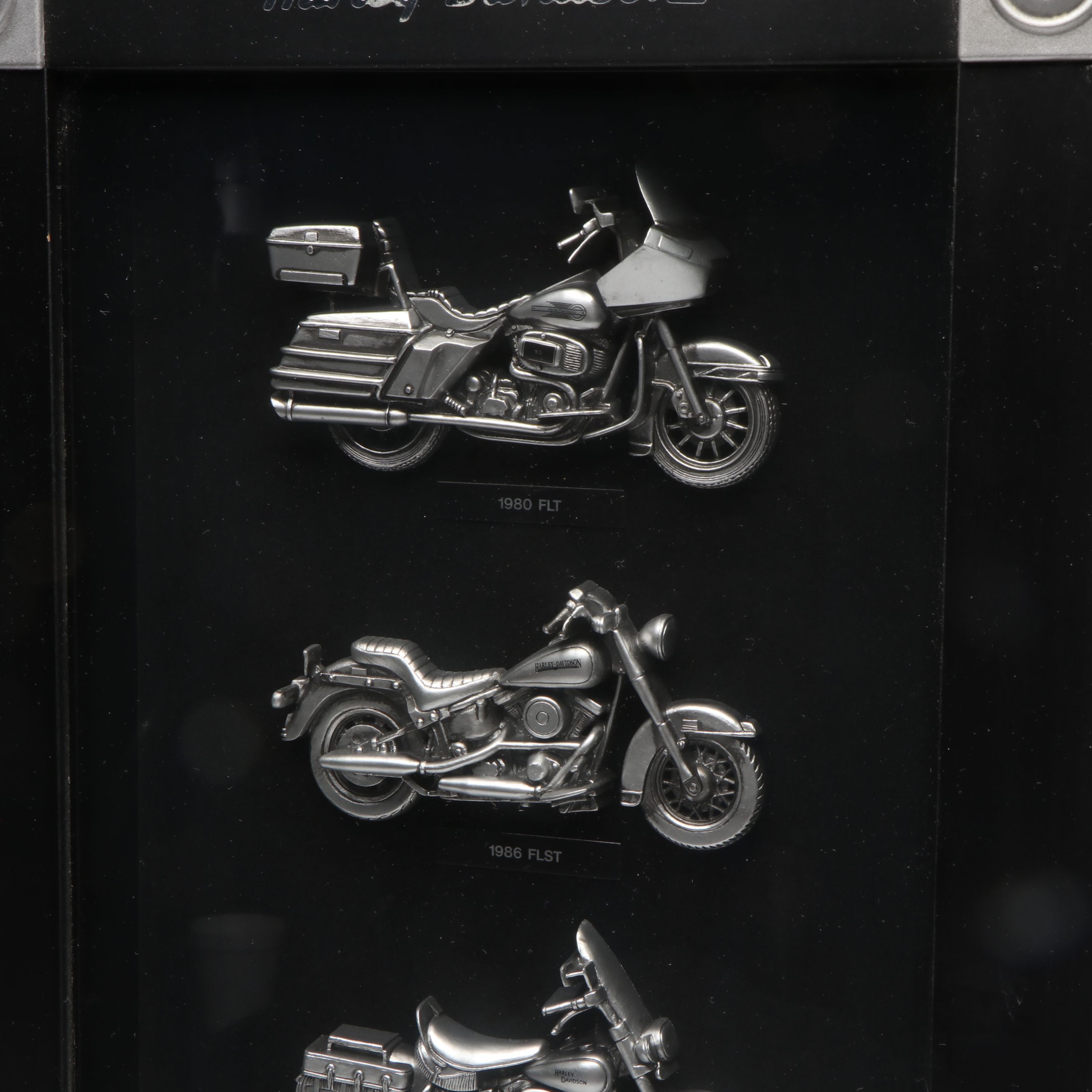 Harley-Davidson "Motorcycles in the 1980s" and Gas Tank Shadow Box Displays