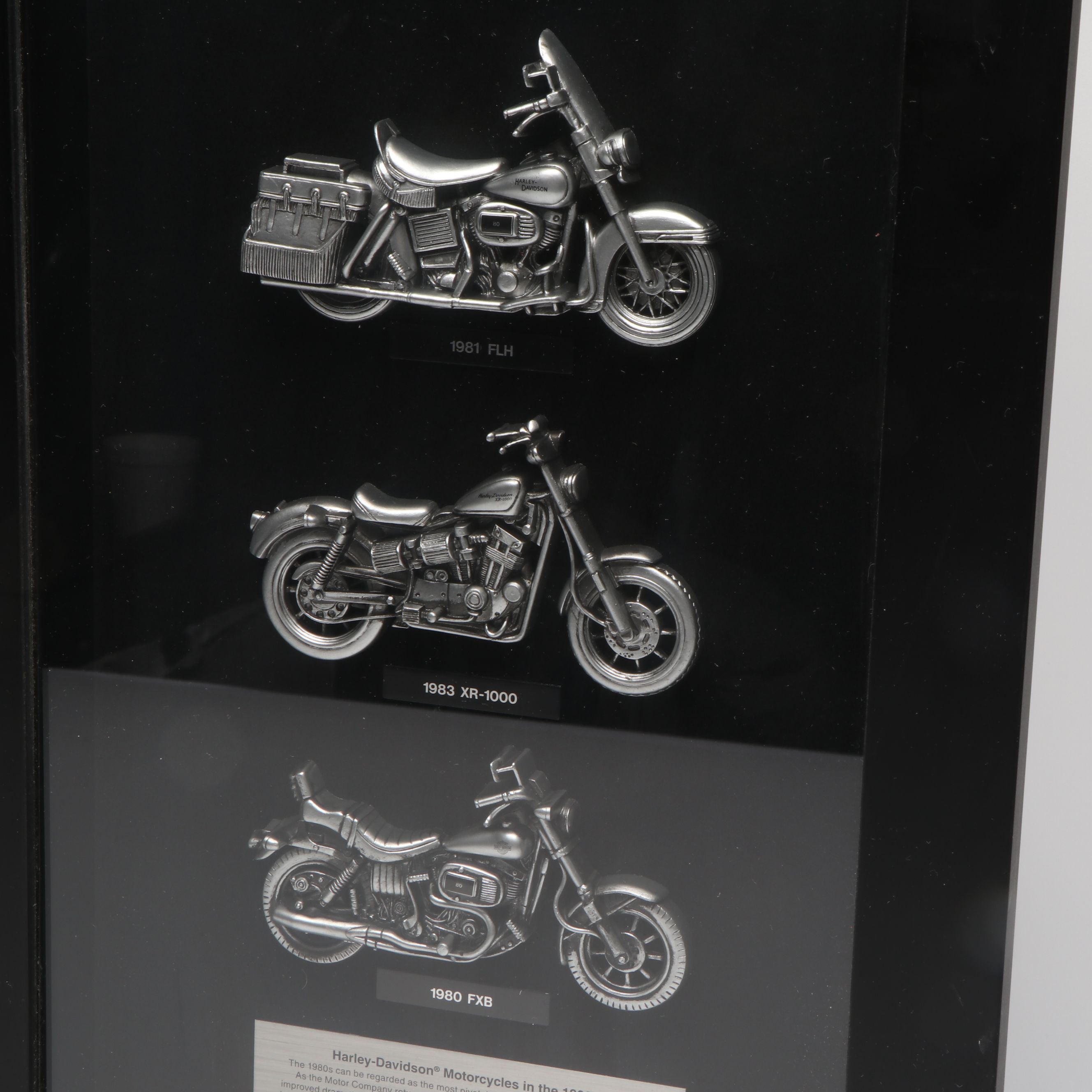 Harley-Davidson "Motorcycles in the 1980s" and Gas Tank Shadow Box Displays