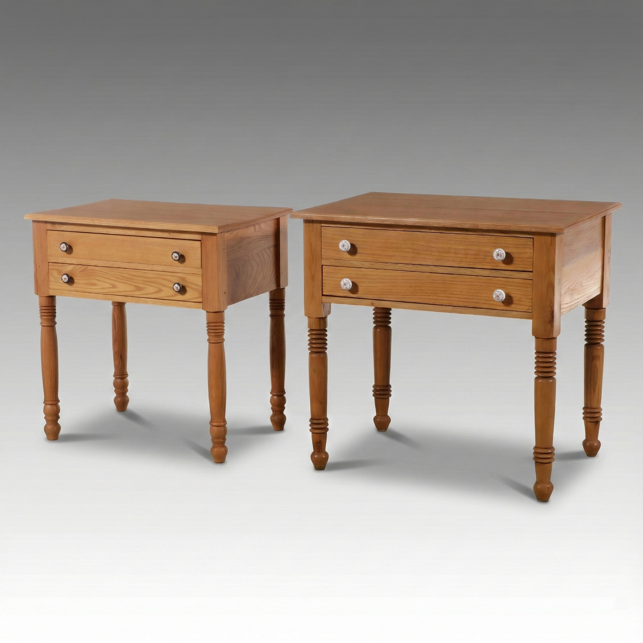 F. Lutz and Other American Sheraton Style Two Drawer Oak Tables