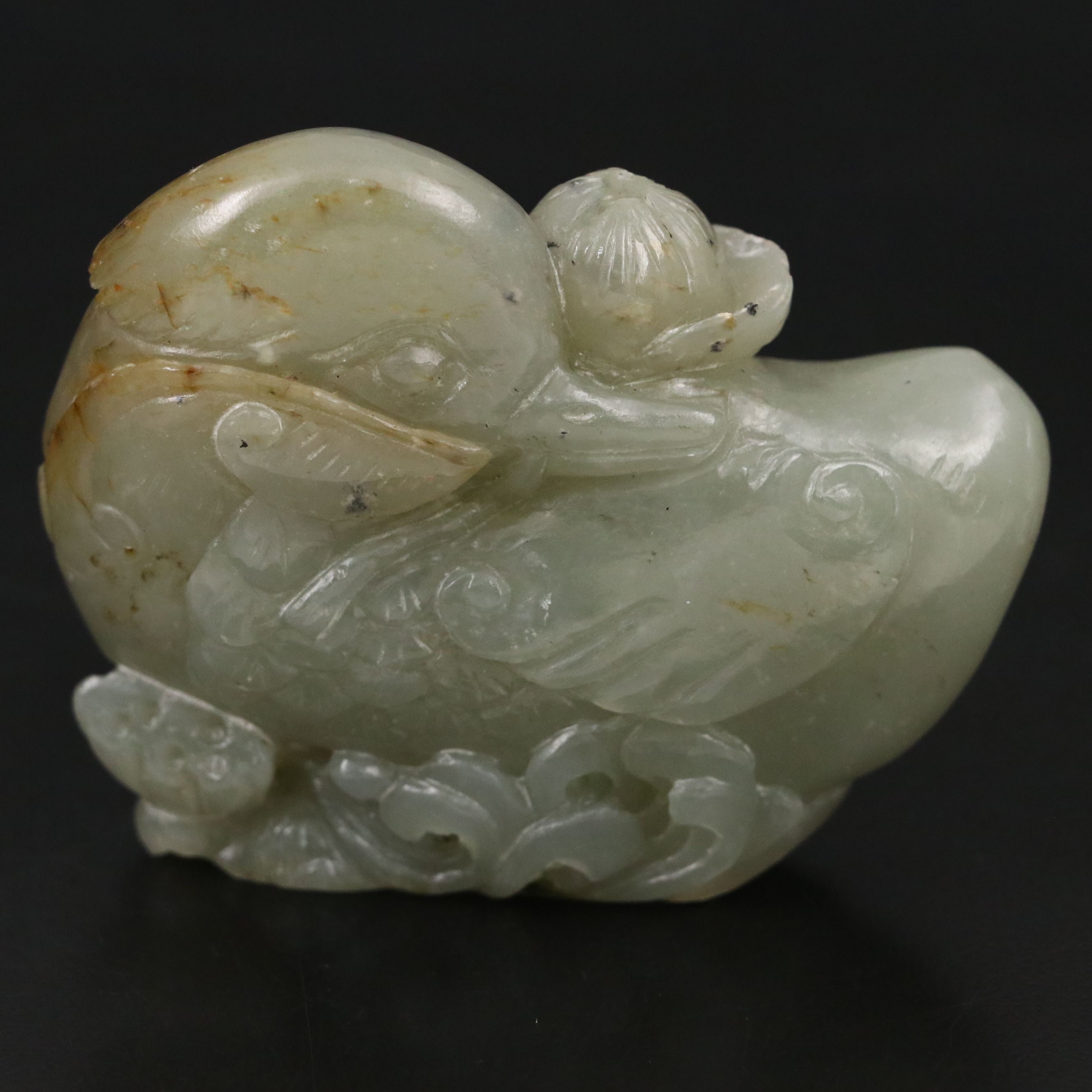 Chinese Carved Jade Phoenix and Waterfowl