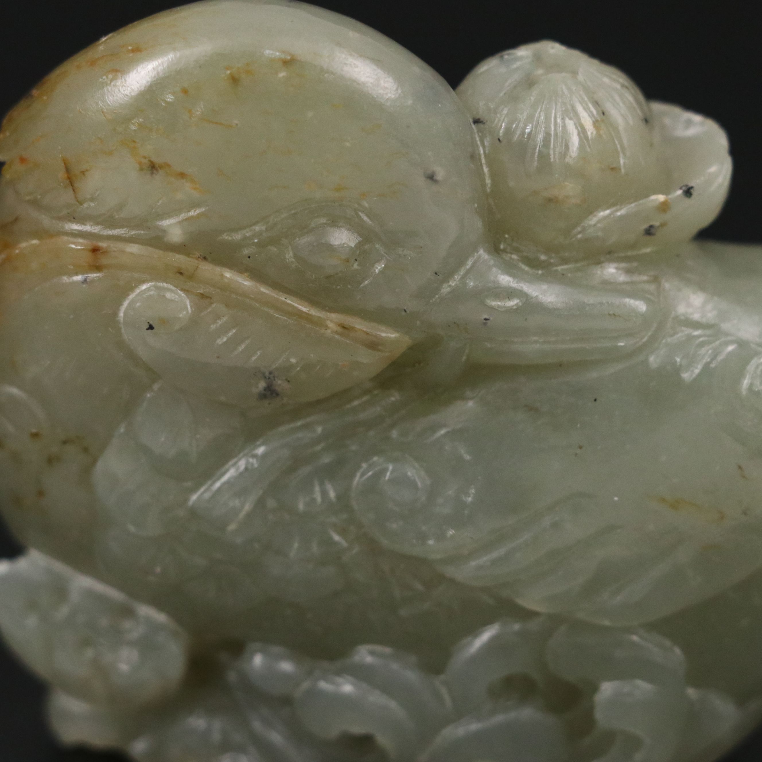 Chinese Carved Jade Phoenix and Waterfowl