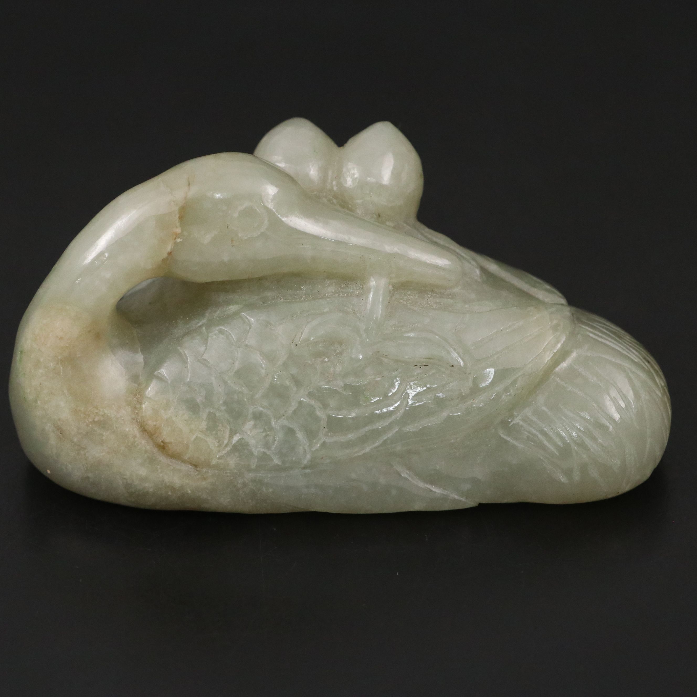 Chinese Carved Jade Phoenix and Waterfowl