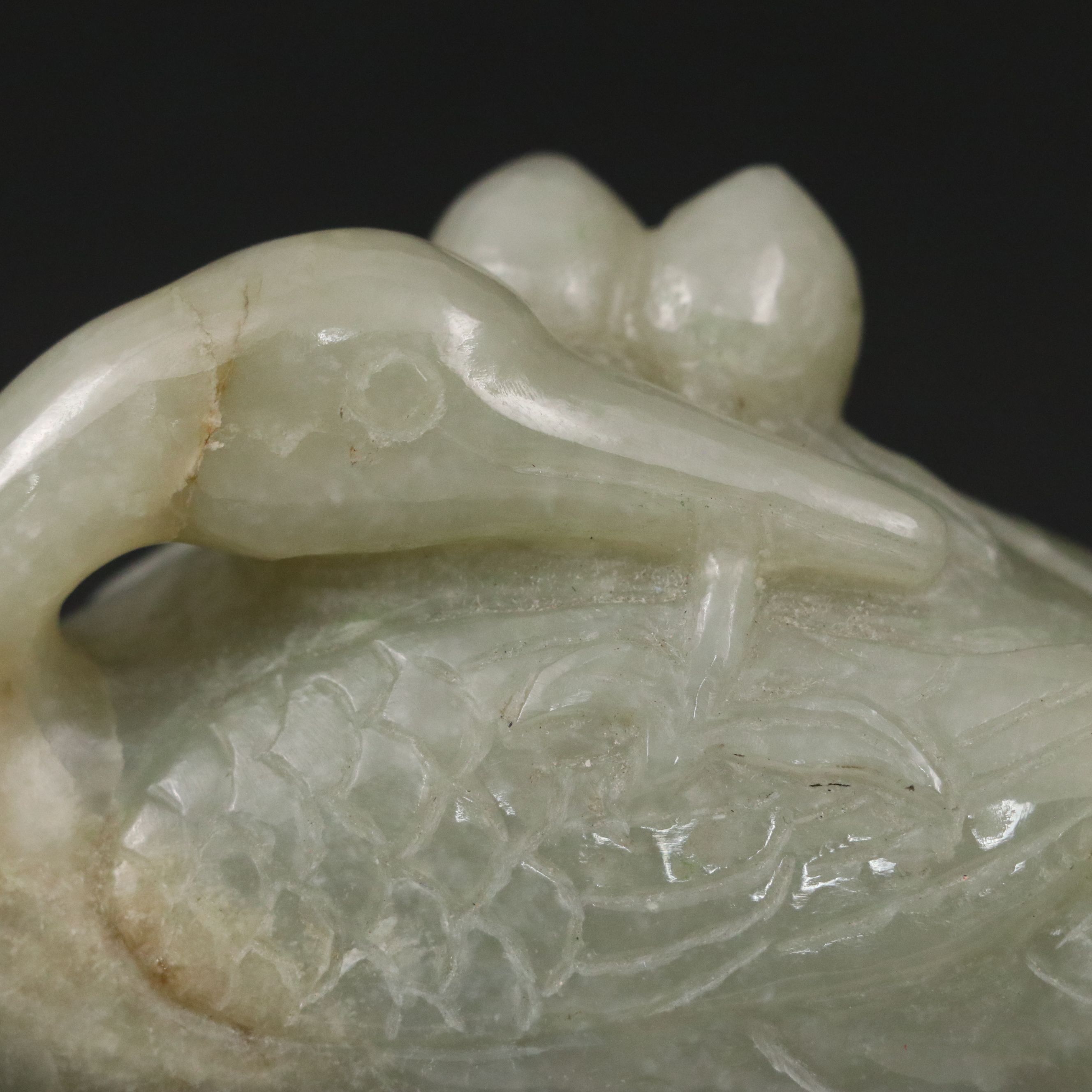 Chinese Carved Jade Phoenix and Waterfowl
