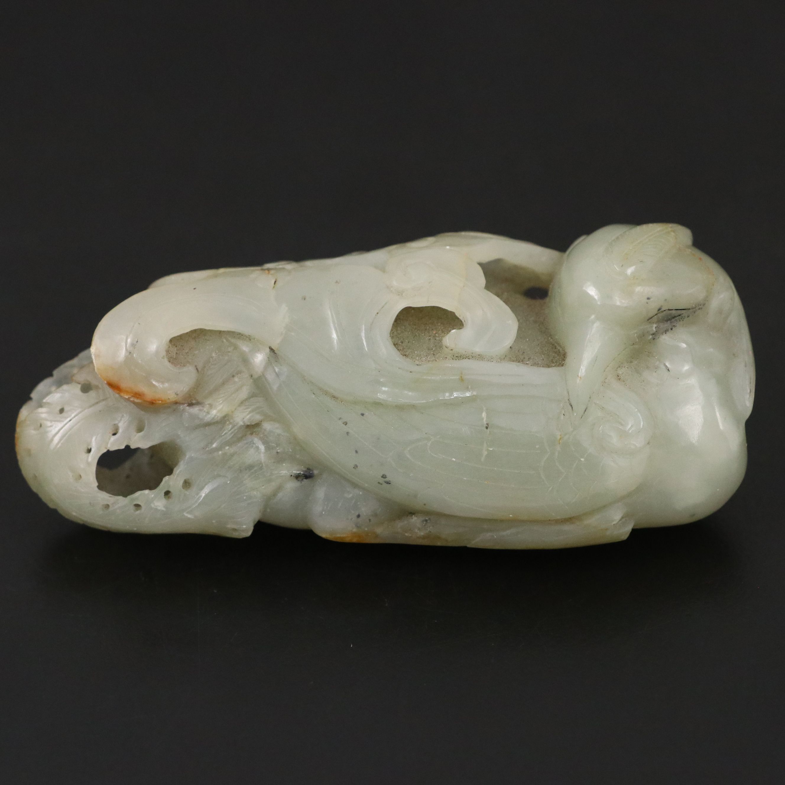 Chinese Carved Jade Phoenix and Waterfowl