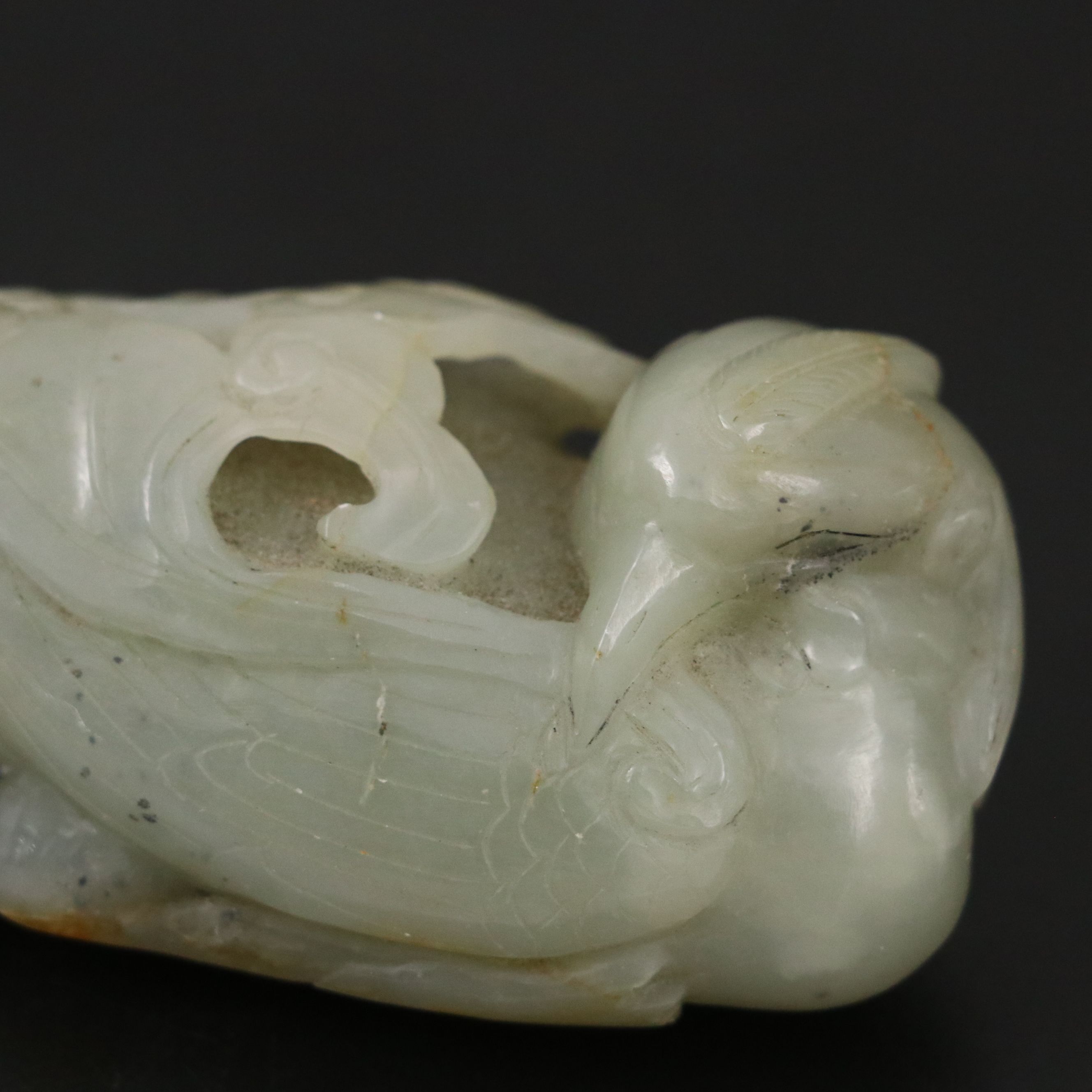 Chinese Carved Jade Phoenix and Waterfowl