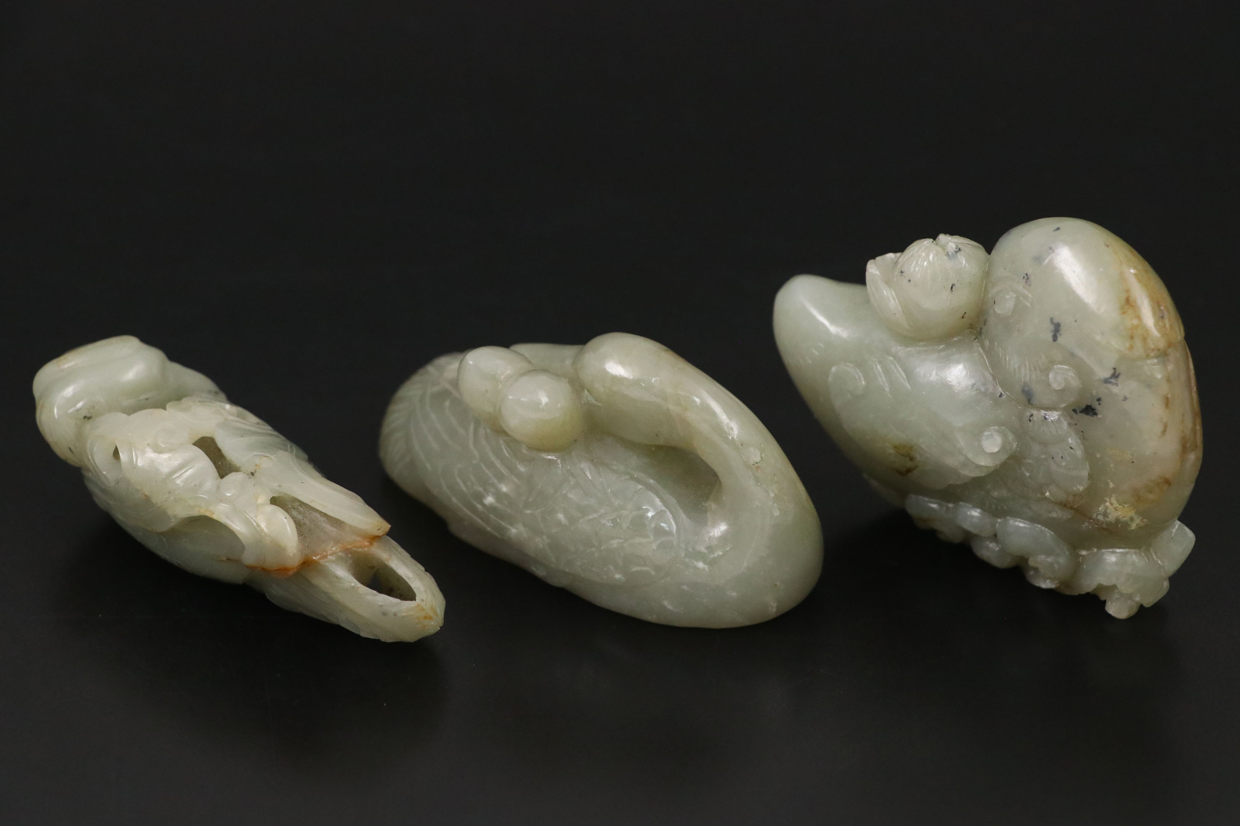 Chinese Carved Jade Phoenix and Waterfowl