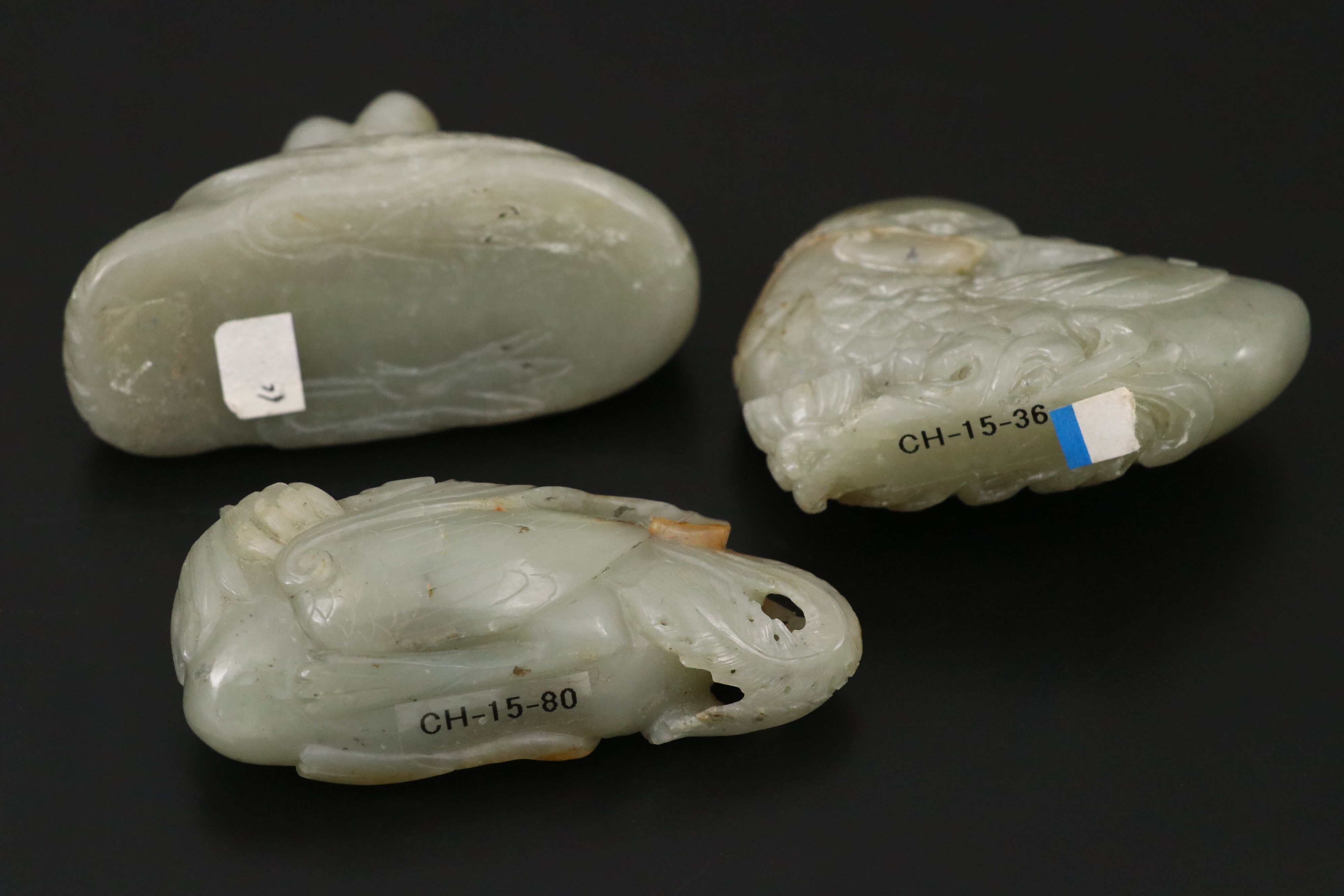 Chinese Carved Jade Phoenix and Waterfowl